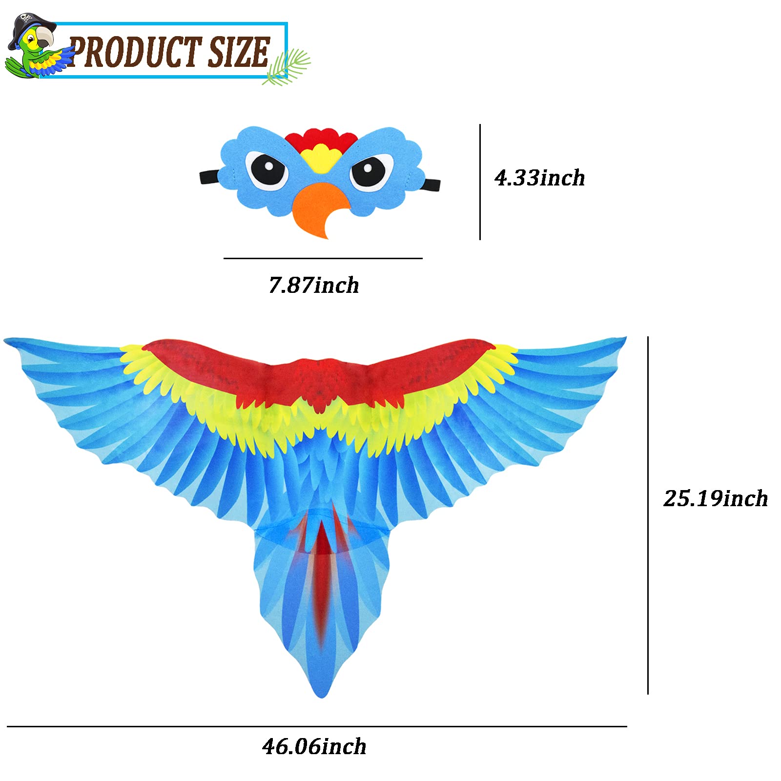 Kids Bird Costume with Parrot Wings & Eagle Headband - Halloween Dress Up Cape for Boys & Girls, Party Favors & Gifts | Perfect for Halloween Parties, School Plays & Dress-Up Fun