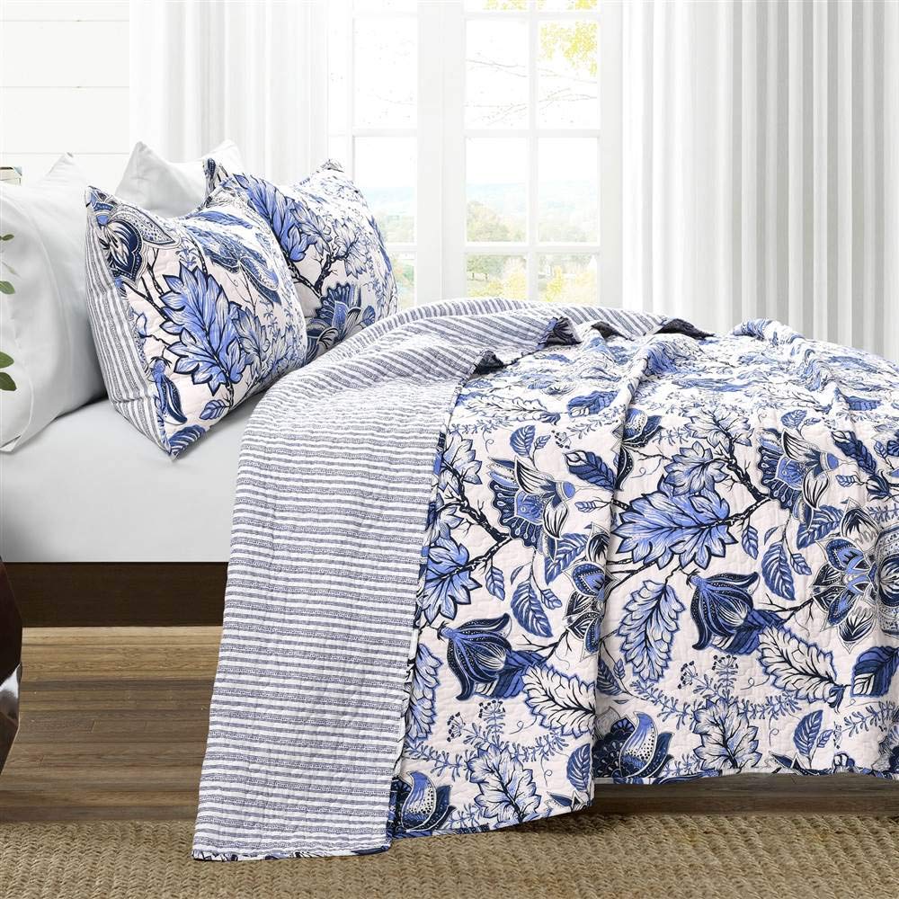 Lush Decor Reversible Quilt Set - Full Queen, Blue for Cozy Bedrooms
