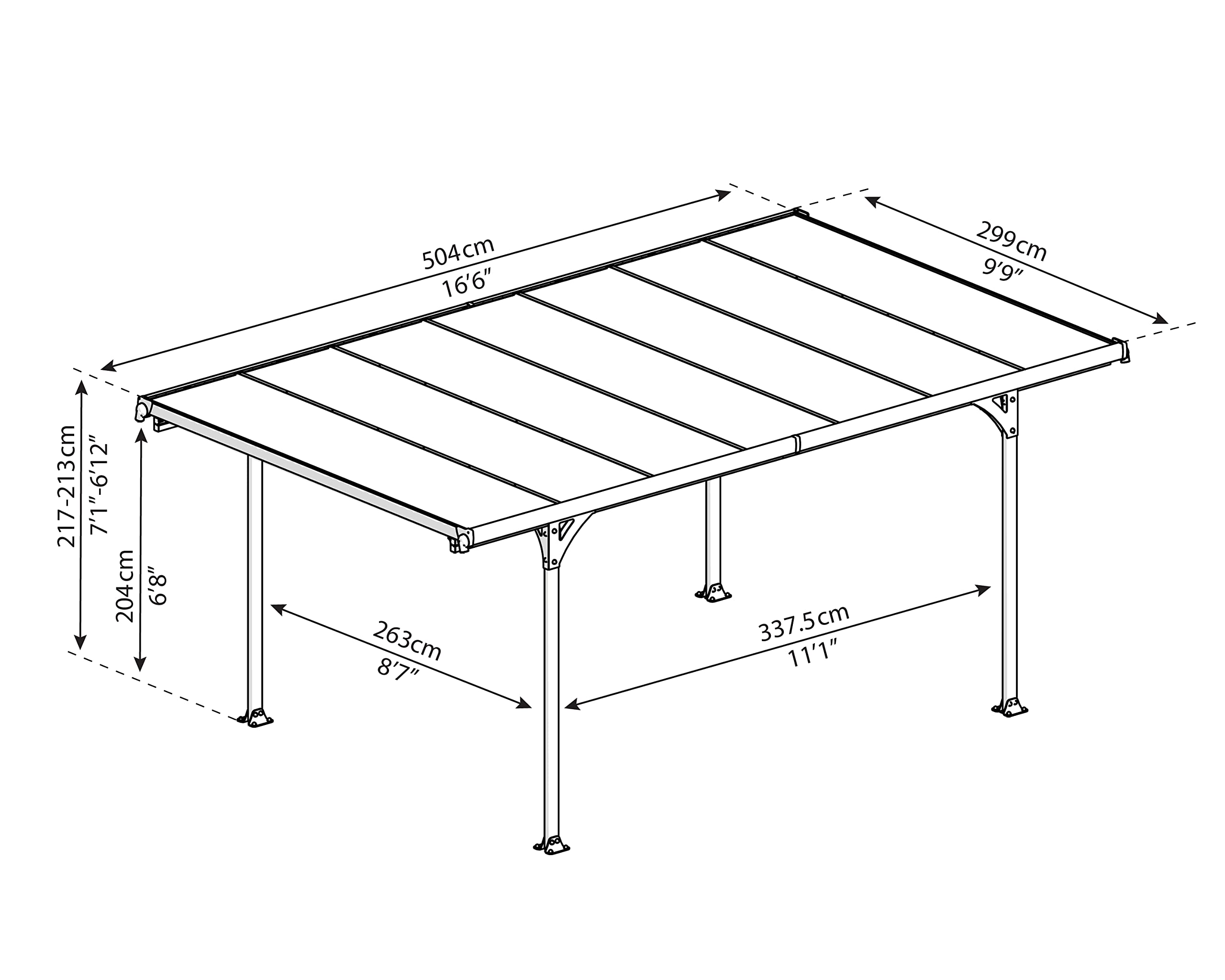 Heavy Duty 10x16 Metal Carport - Palram Canopia Verona 5000 Weatherproof Aluminum RV & Car Storage with Bronze Polycarbonate Roof, UV Protection, DIY Garage Kit (10-Year Warranty) - Perfect for RV, Boat, Vehicle Protection & Outdoor Storage