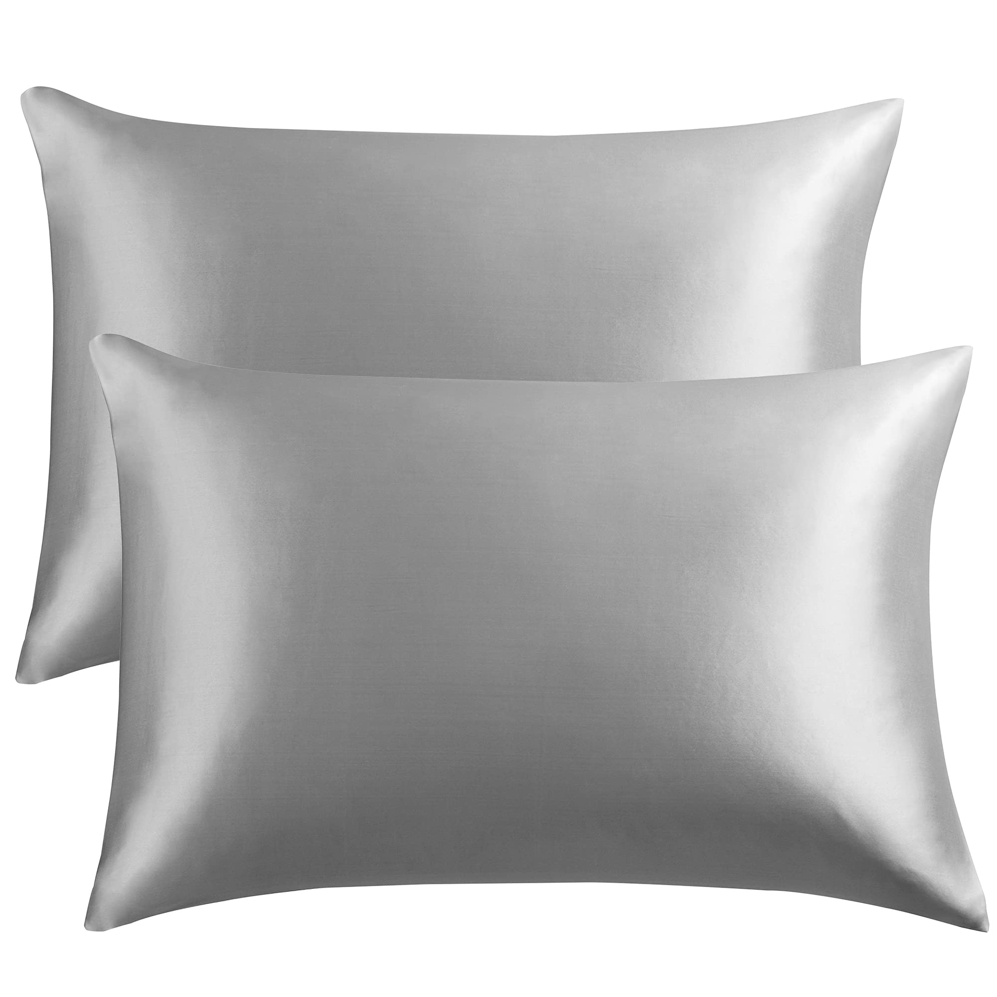 HYDE LANE 100% Natural Grey Silk Pillowcase Set of 2 - King Size 20x36 Inch, Anti-Wrinkle & Hair Care Satin Pillow Cover with Hidden Zipper for Smooth Skin & Less Frizz - Perfect for Bedroom Luxury & Beauty Sleep