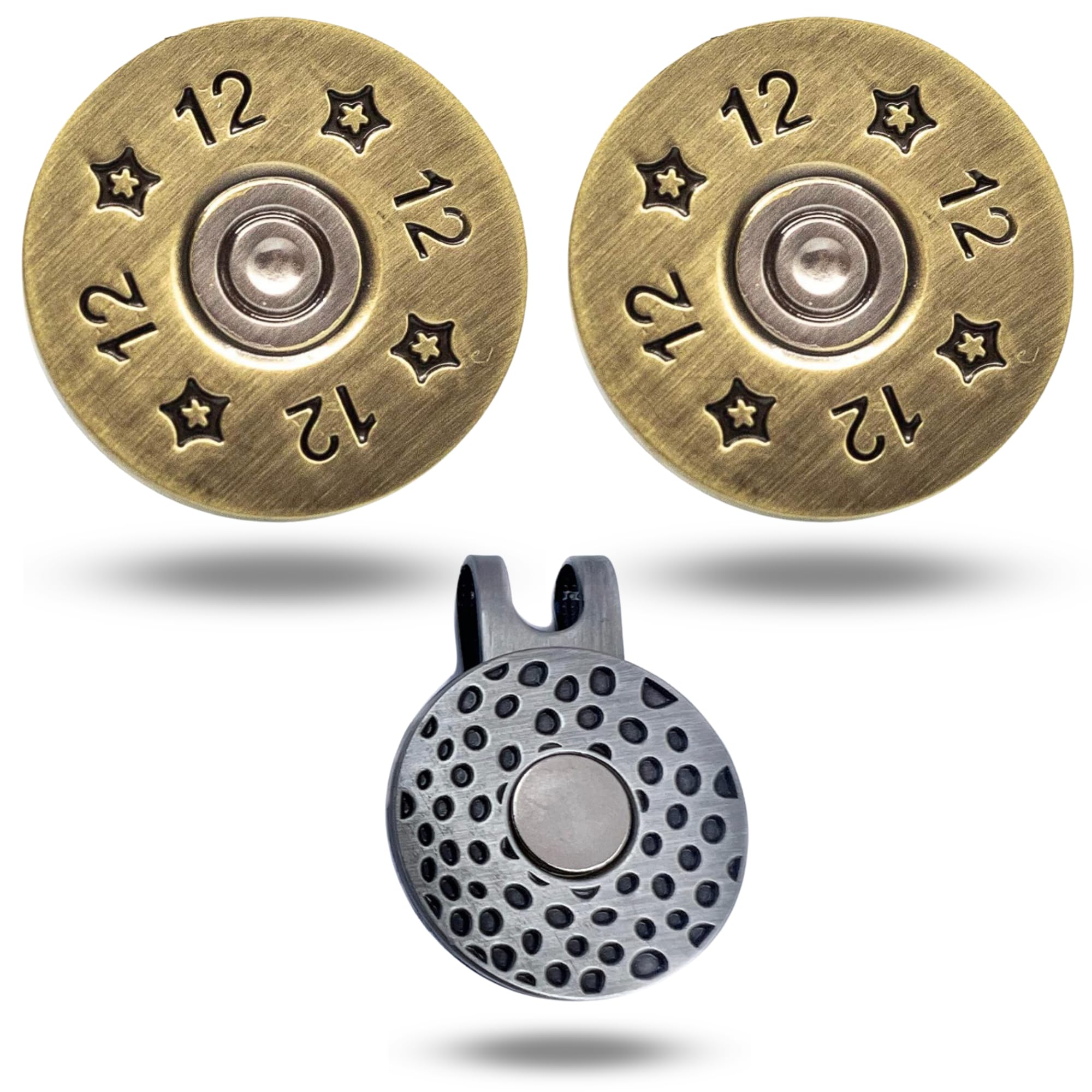 Premium 12 Gauge Full Metal Golf Ball Marker with Magnetic Hat Clip - Durable Golf Accessories for Course & Practice | Perfect for Golfers, Tournaments & Outdoor Sports
