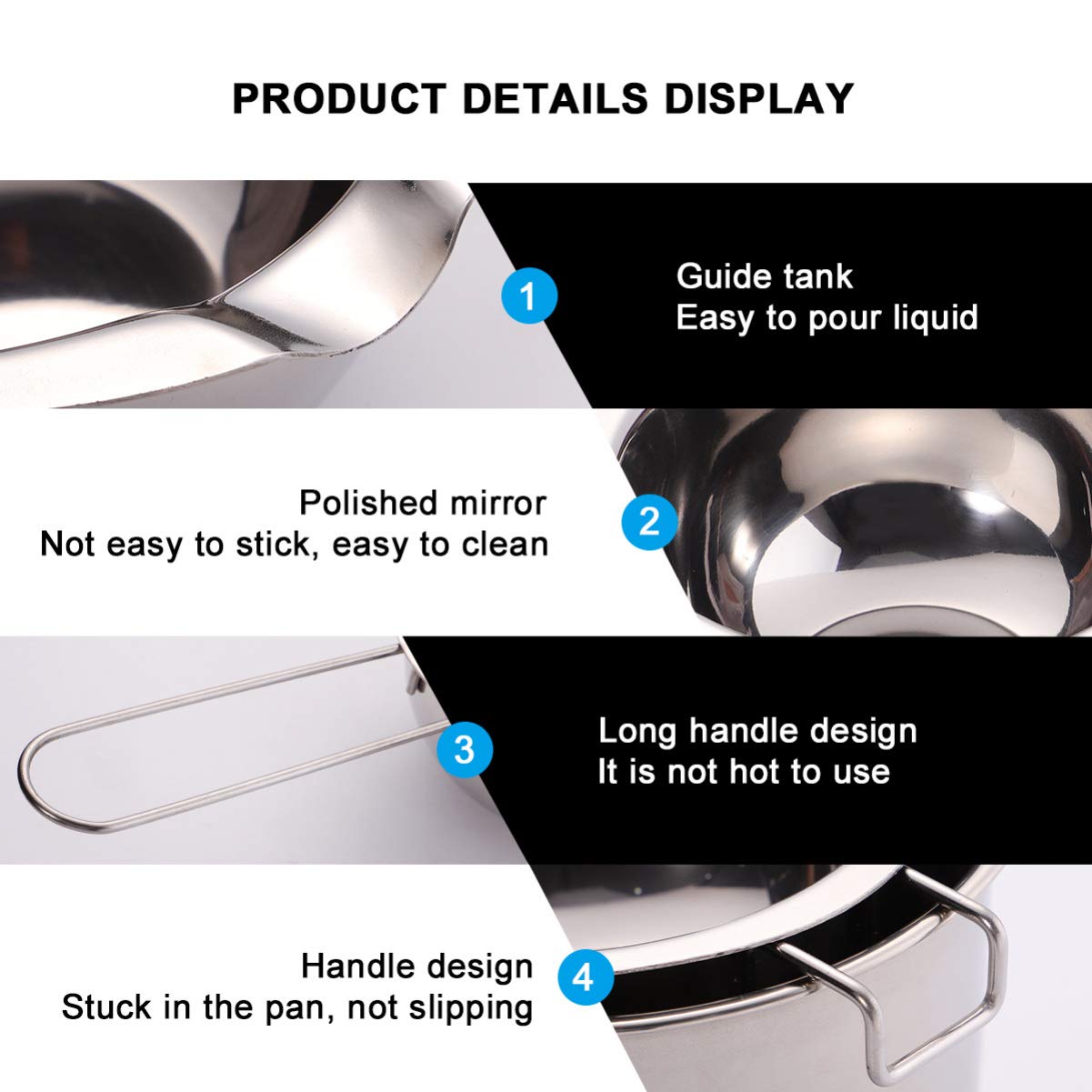 DOITOOL 2-Pack Stainless Steel Chocolate Melting Pot - Professional Butter & Candy Melting Pan for Baking, Candy Making & Dessert Preparation - Ideal for Home Kitchens & Commercial Bakeries