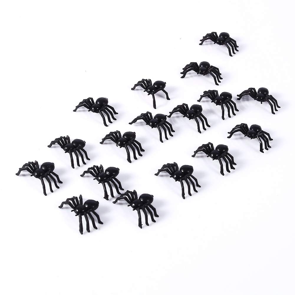 50PCS Small Plastic Spiders - 2CM Realistic Fake Halloween Spiders for Scary Decorations, DIY Crafts, Prank Supplies - Perfect for Halloween Party, Haunted House, and Themed Events