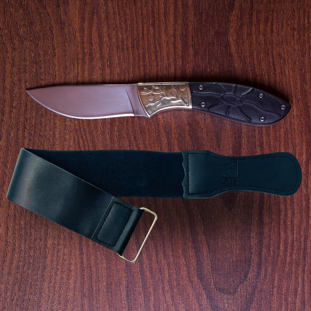 Premium Leather Strop for Sharpening Straight Razors, Kitchen Knives & Hunting Blades - G.B.S Professional Honing Tool for Barbers, Chefs & Outdoorsmen (Black) - Perfect for Home Grooming, Culinary Prep & Outdoor Adventures