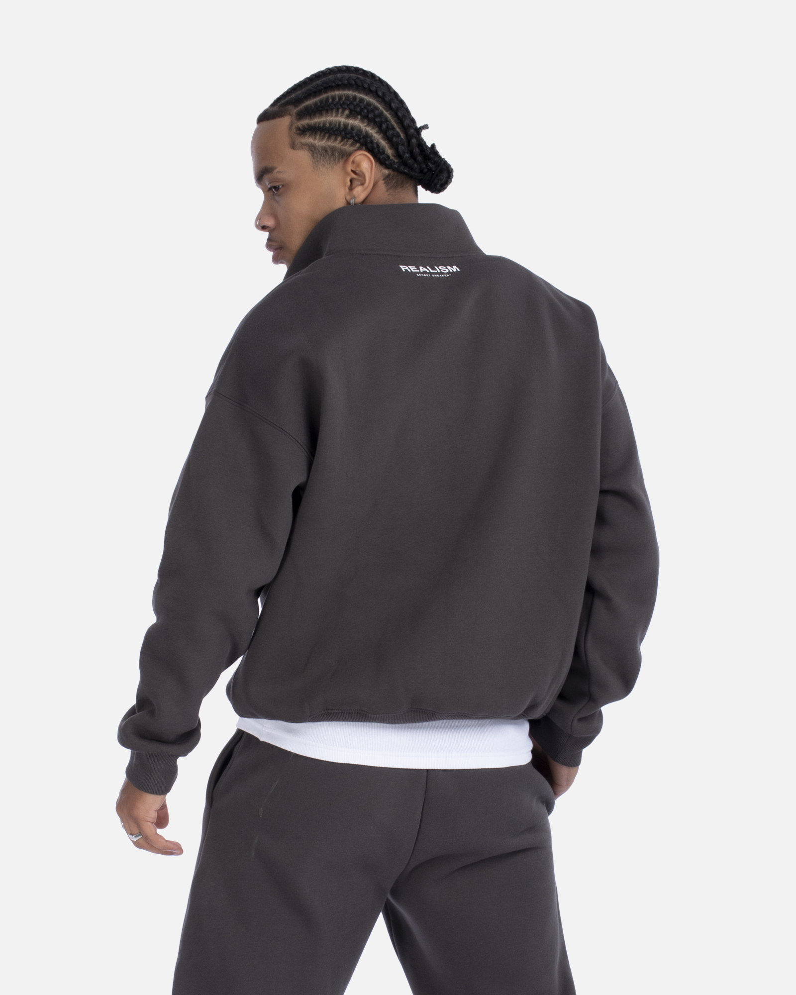 SSS Realism Idol Half Zip Sweater - Asphalt Gray Pullover for Men & Women | Casual Streetwear, Layering & Outdoor Activities