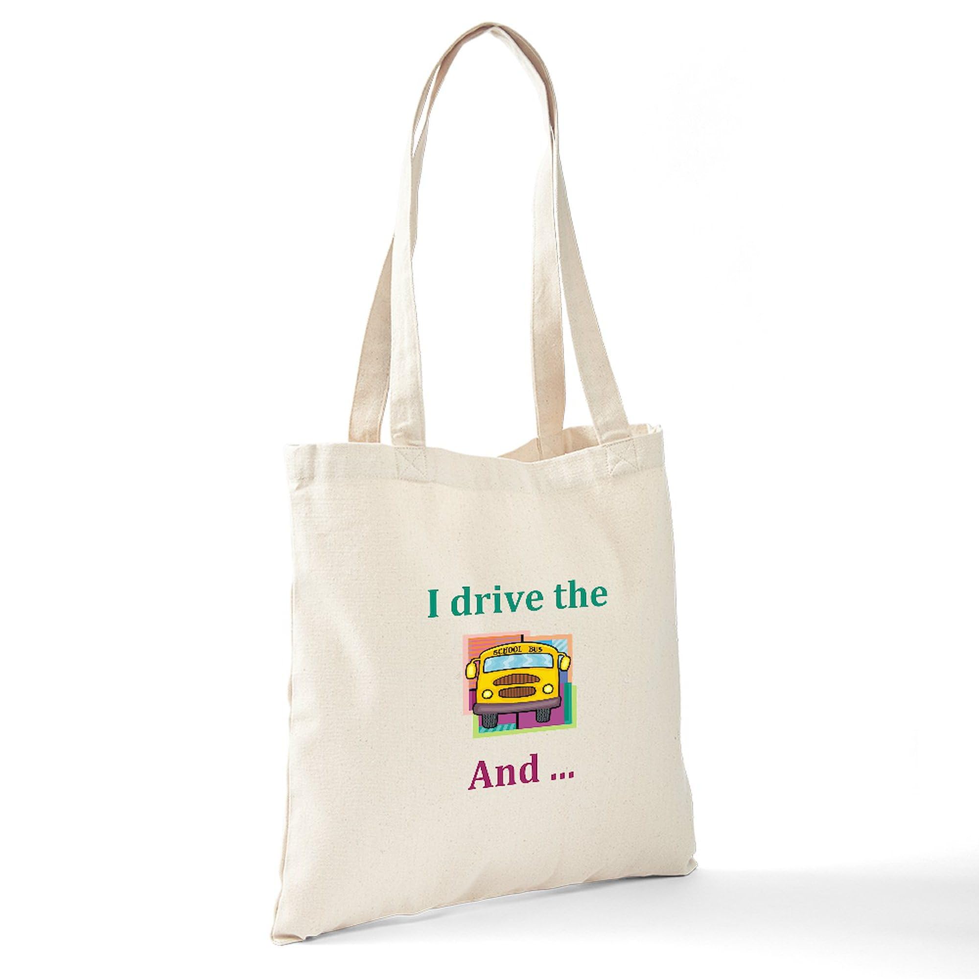 School Bus Driver Tote Bag - Natural Canvas Reusable Shopping Bag for Teachers, Commuters & Eco-Friendly Grocery Trips