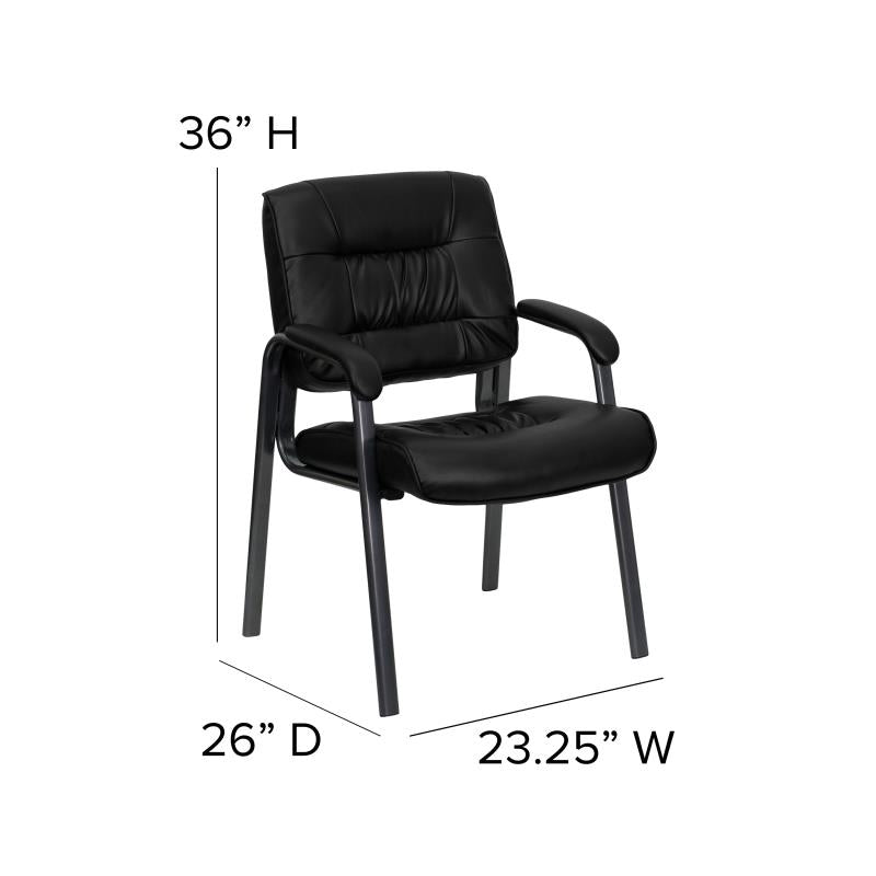 Premium FLASH Haeger Leather Executive Office Chair - Black Metal Frame Reception Seating for Professional Workspaces & Conference Rooms