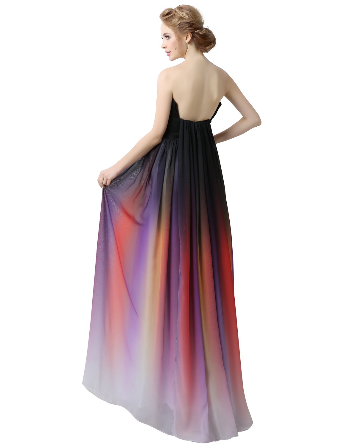 Belle House Women's Long Chiffon Gradient Color Prom Dresses 2022 Floor Length A-Line Bridesmaid Gowns for Formal Events, Evening Parties, and Weddings