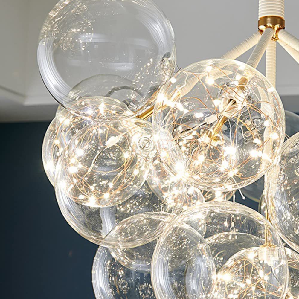 Modern Aiwen Bubble Glass Chandelier - 3-Light Suspension Ceiling Pendant Lamp for Dining Room, Living Room & Bedroom (Bulbs Not Included) | Elegant Lighting Fixture for Home Decor