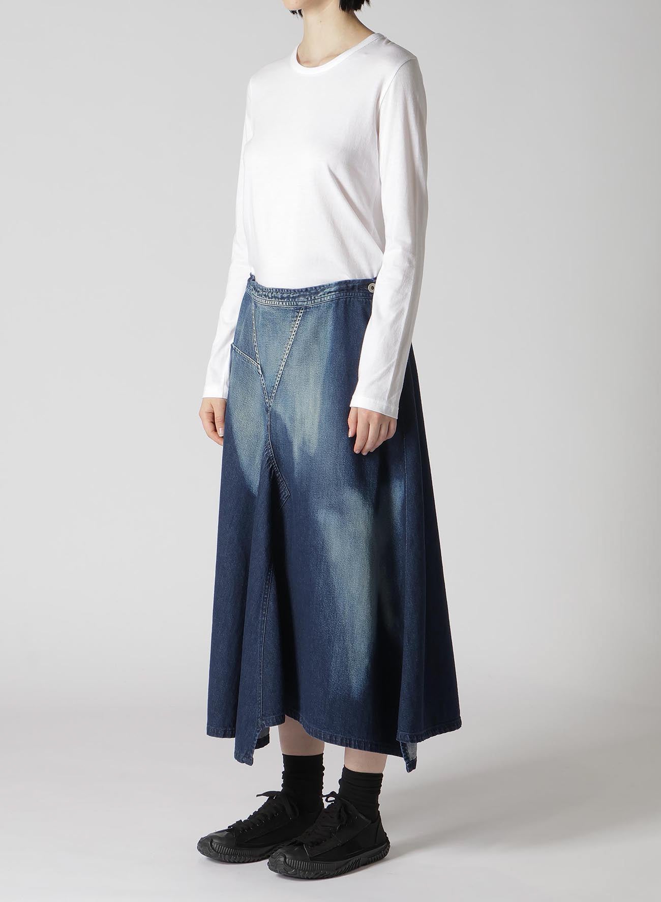Spotted Denim Triangle Gusset Flare Skirt - Vintage 70s Inspired High Waist A-Line Skirt for Women | Perfect for Casual Outfits, Music Festivals & Boho Style