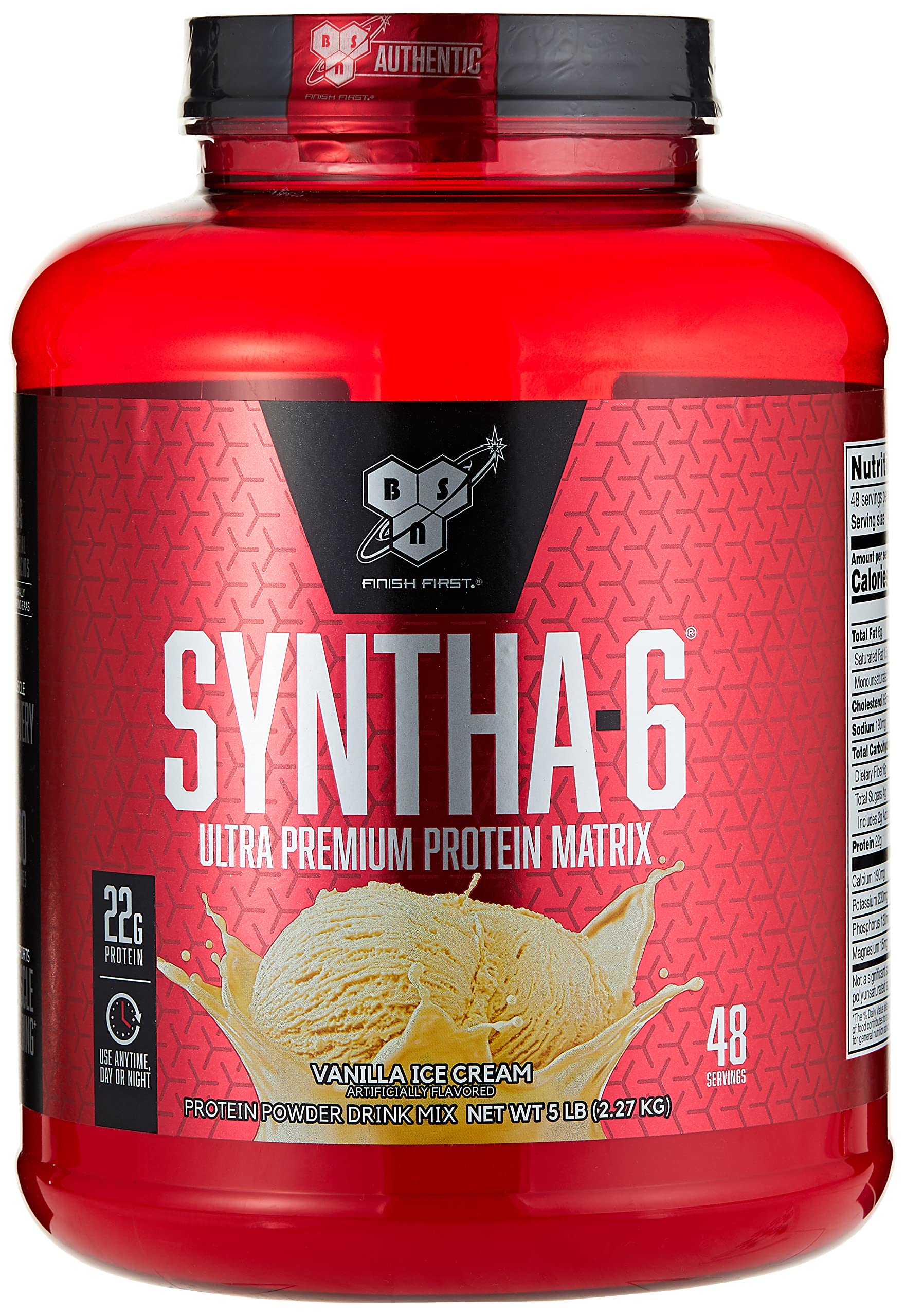 BSN SYNTHA-6 Protein Powder - Vanilla Ice Cream Flavor, 80oz Whey Protein Supplement for Muscle Recovery & Growth | Post-Workout, Meal Replacement, Fitness Nutrition