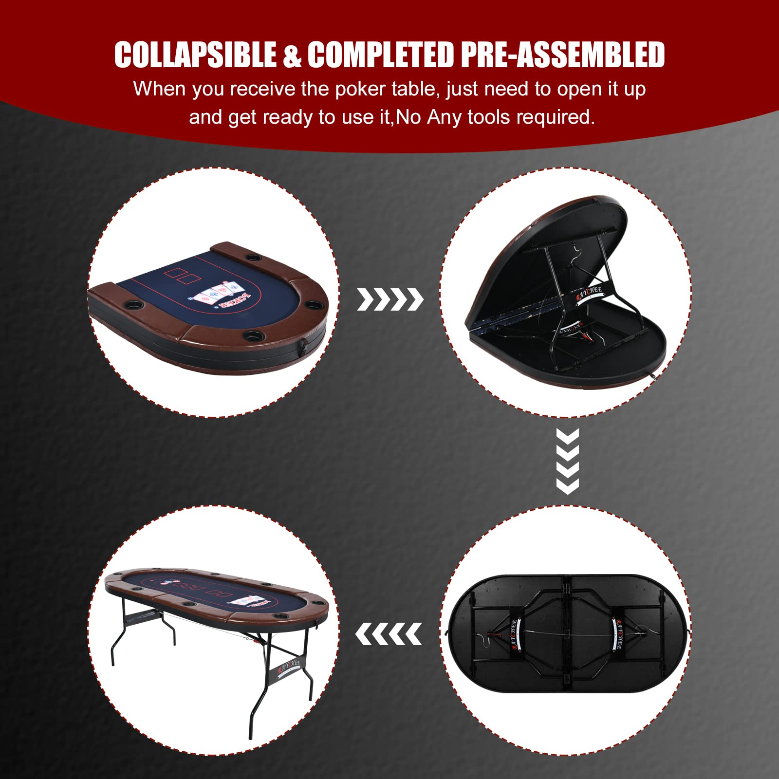 8 Player Foldable Poker Table - 71