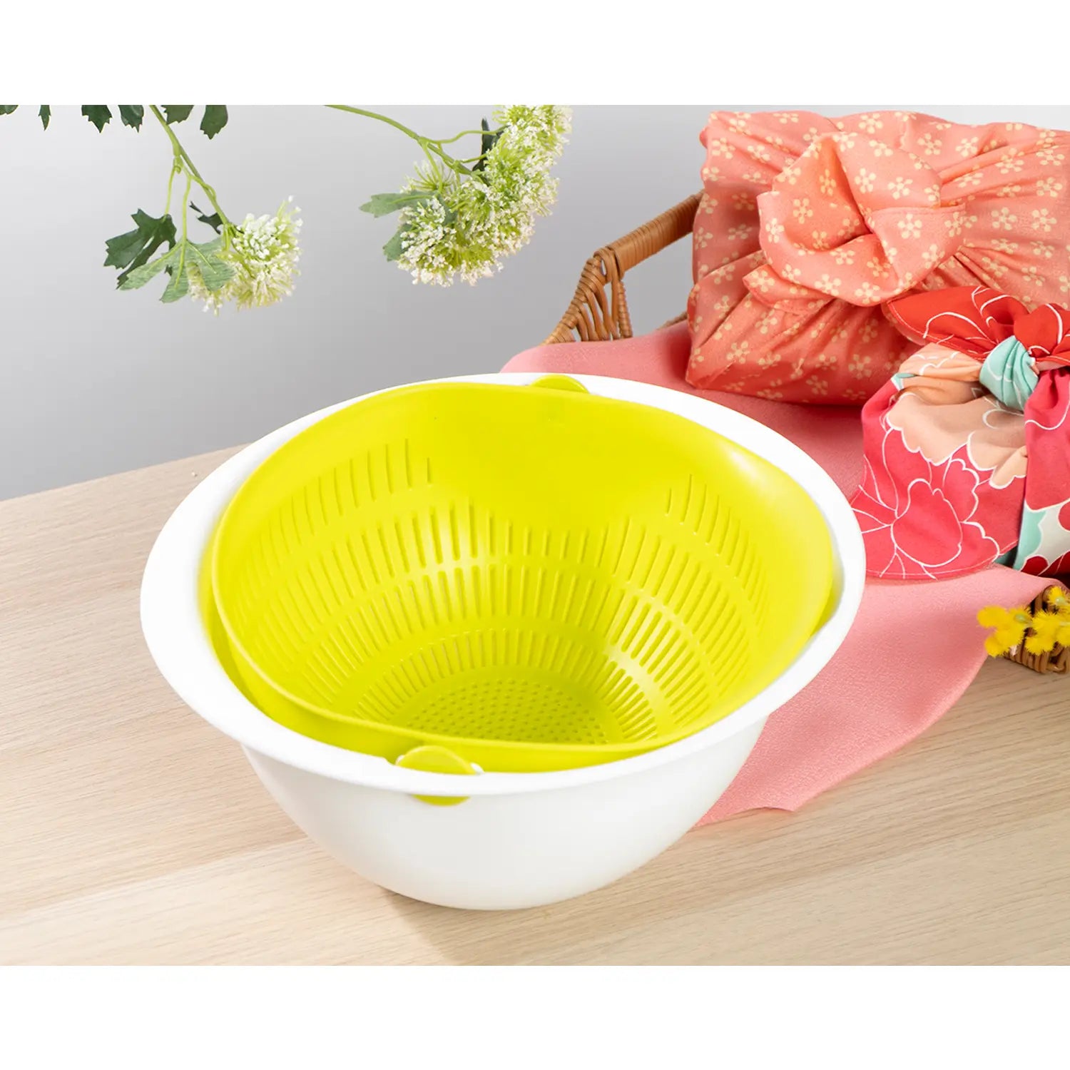 Akebono Premium Polypropylene Colander and Mixing Bowl Set - Durable, BPA-Free Kitchen Essentials for Pasta, Salad, and Food Prep