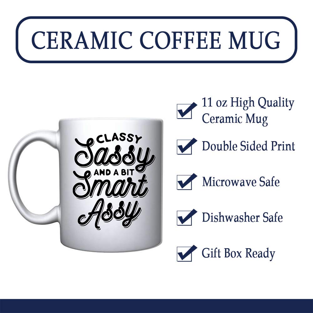 Veracco Funny White Ceramic Coffee Mug - Classy & Sassy Gift for Coffee Lovers, Bachelor Party Favors | Perfect for Office, Home & Gag Gifts