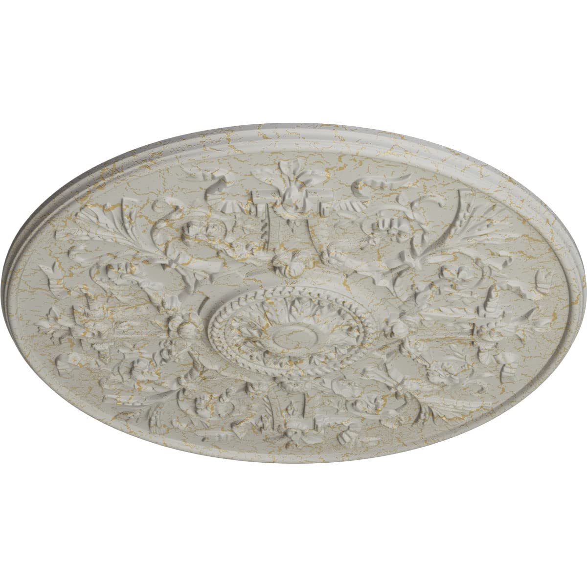 Ekena Millwork Versailles Ceiling Medallion 33 Inch - Hand-Painted Pot of Cream Crackle Finish - Fits Canopies up to 3.25 Inches - Classic Home Decor for Dining Room, Living Room & Bedroom Ceiling