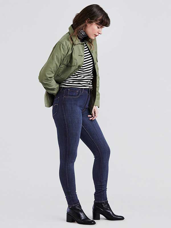 Levi's 188820047 Women's 721 High Rise Skinny Jeans - Blue Story | Slim Fit Stretch Denim Pants for Casual Wear & Everyday Outfits