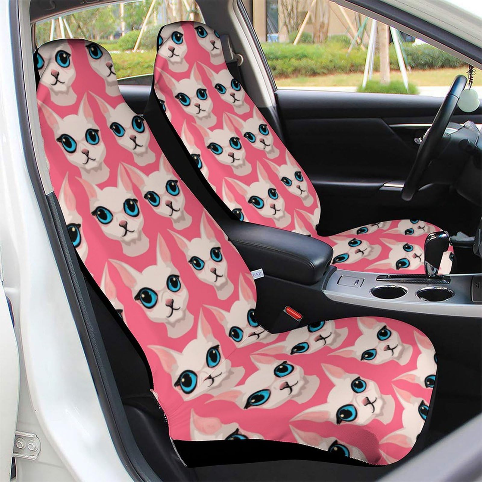 Universal Sphynx Cat Car Seat Covers - 2PCS Waterproof Pet Seat Protectors for Cars, SUVs & Trucks | Soft Interior Accessories for Hairless Cats & Pets