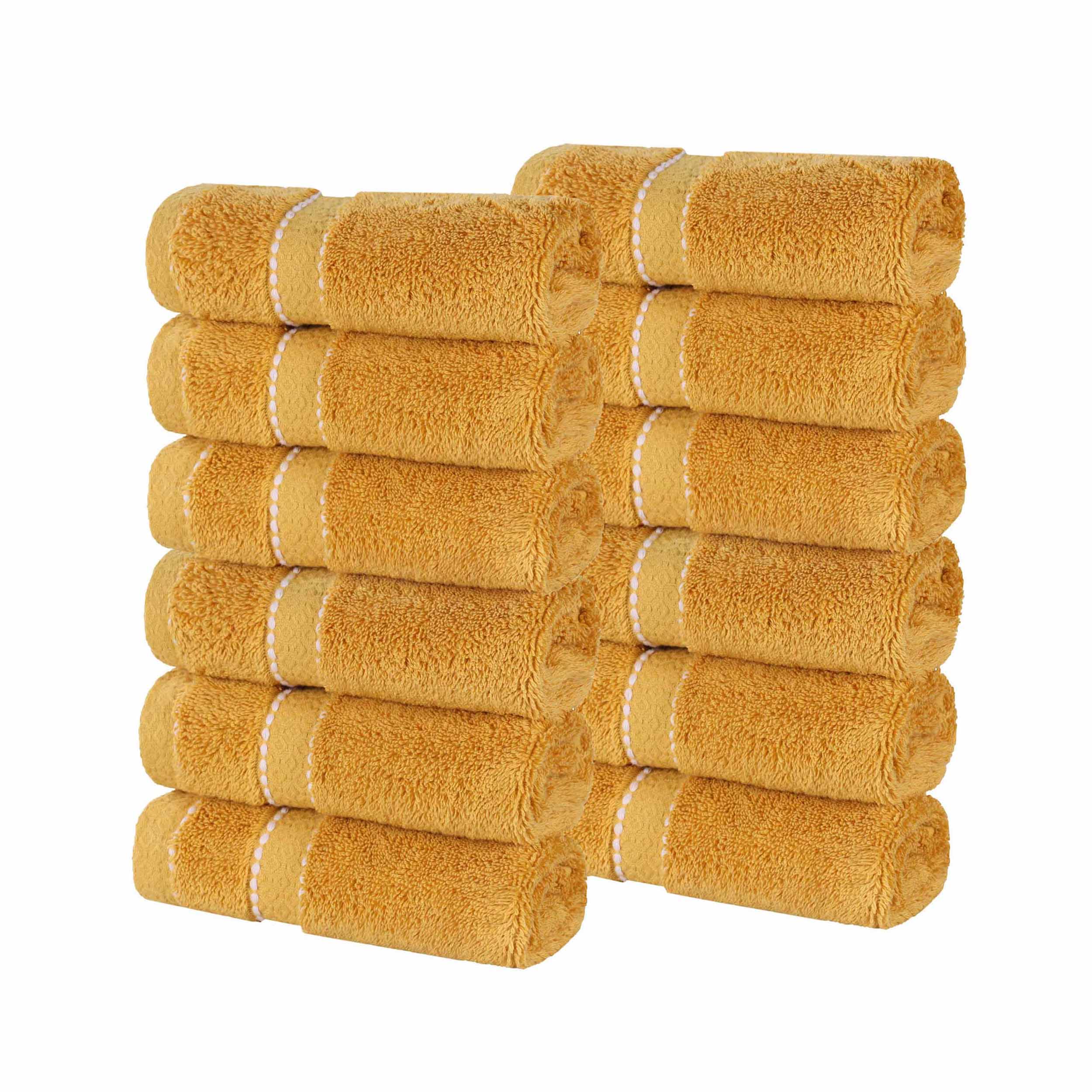 Premium Giza Cotton Dobby Face Towels - Set of 12 | Ultra Absorbent & Soft Egyptian Cotton | Spa, Gym & Travel Essentials | Made in Egypt