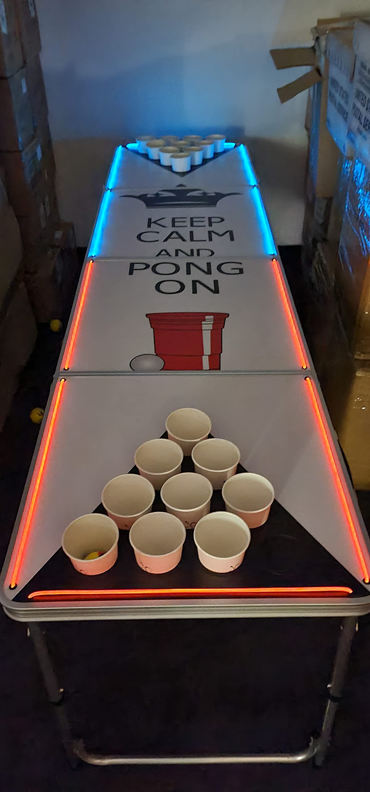 6goodeals 8 FT Folding Beer Pong Table with Cup Holes & Safety Lock - Portable Adjustable Height Lightweight Beer Game Table with Cup Holders & Enhanced Stability - Perfect for Parties, Tailgating, Backyard Games & College Events (White)