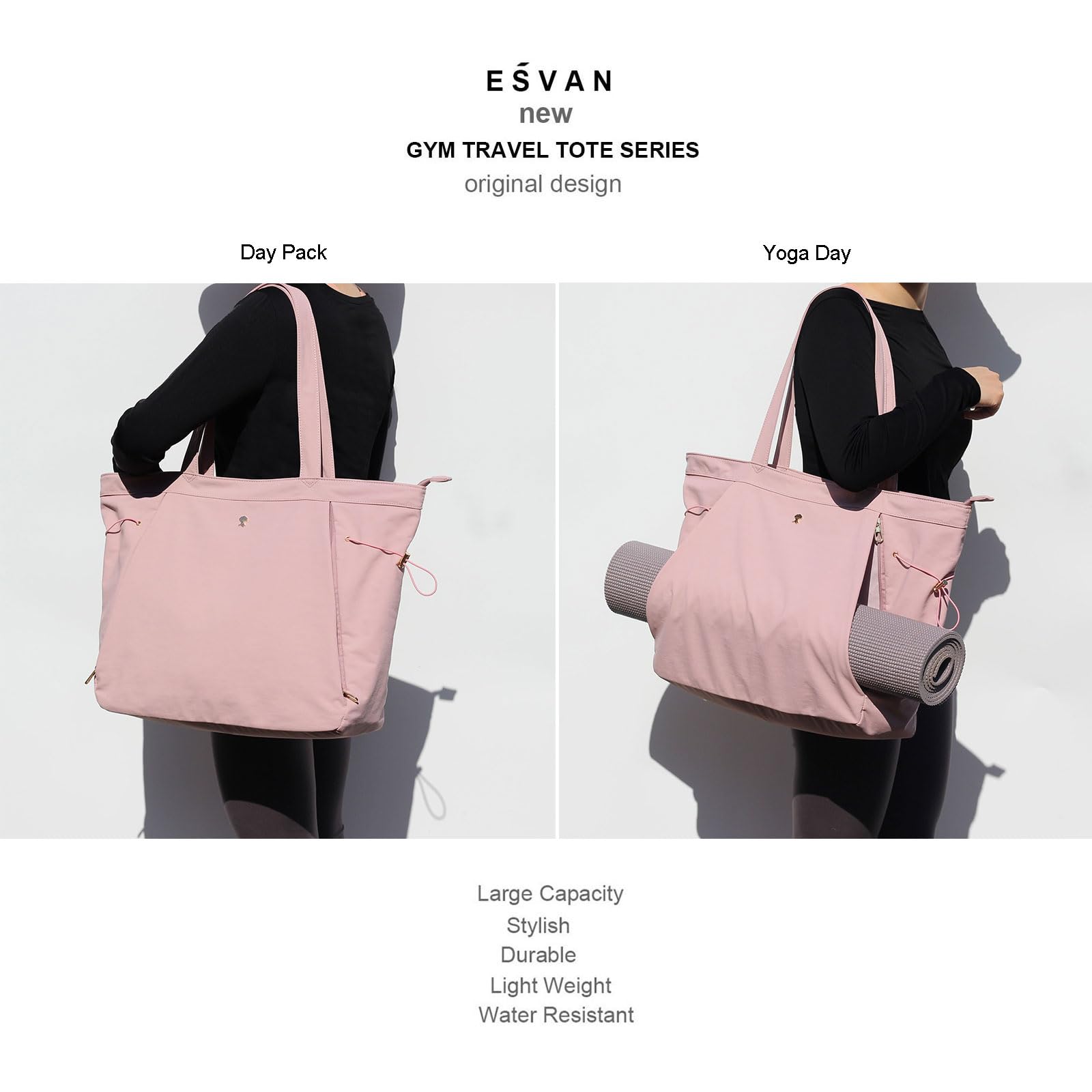 ESVAN Yoga Tote Bag for Women - Gym & Travel Shoulder Bag for Workout & Beach