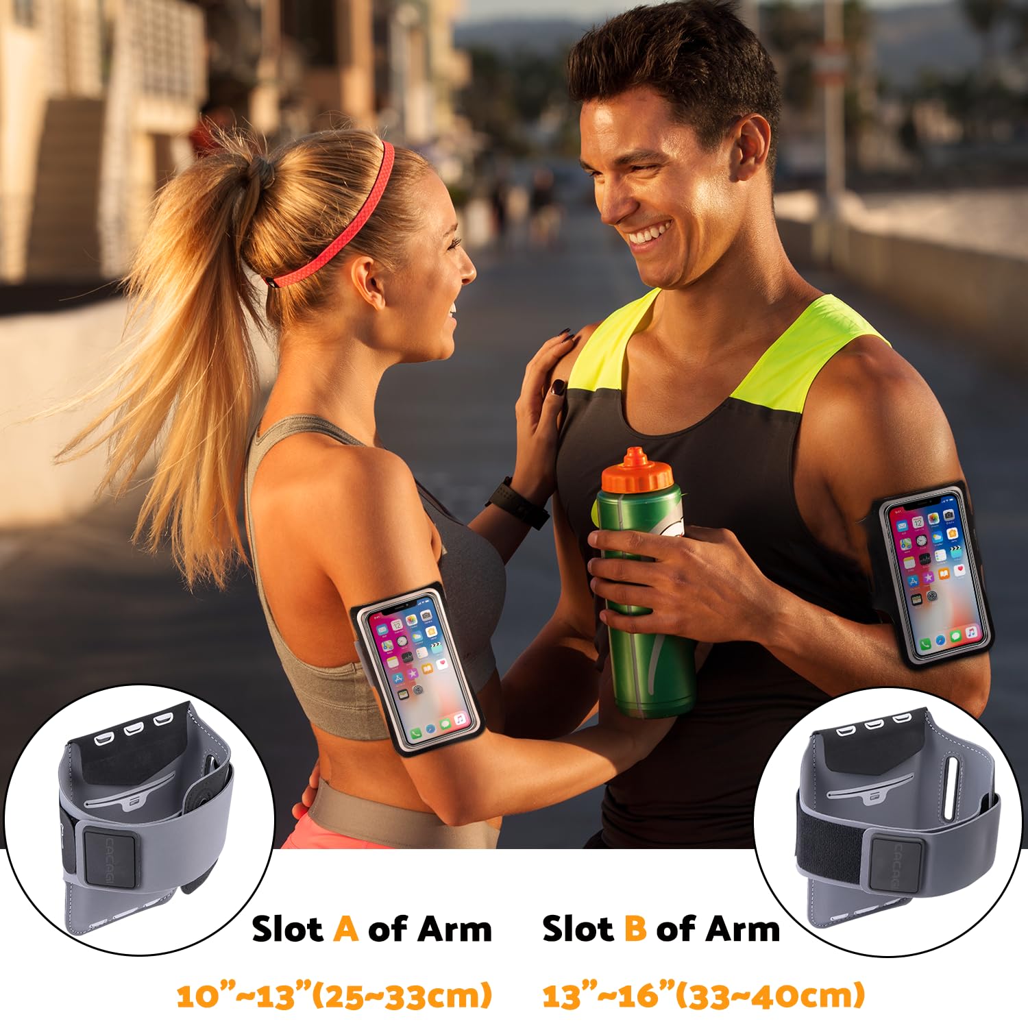 Sweatproof Running Armband for iPhone 15/14/13/12/11 Pro Max - Adjustable Phone Holder with Key Pocket & Card Slot - Perfect for Workout, Jogging, Gym & Outdoor Activities