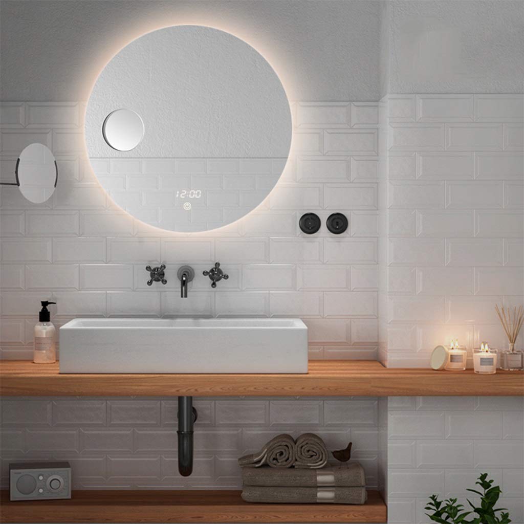 Lighted Wall Mount Makeup Mirror with 3X Magnifier - 60X60CM Vanity Mirror for Bathroom, Bedroom & Living Room - Perfect for Makeup, Skincare & Grooming (Color: A)