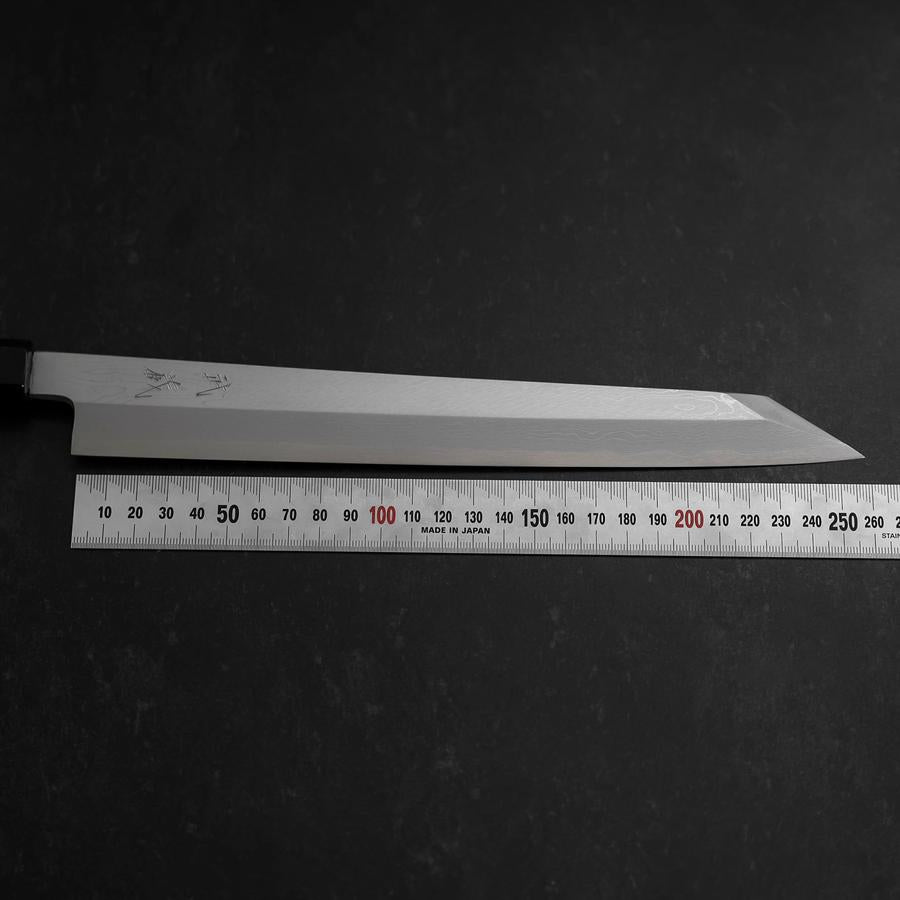 Premium Yanagi Kiritsuke Japanese Chef Knife - Blue Steel #1 Suminagashi Buffalo Ebony Handle with Sheath (270mm) - Perfect for Sushi, Sashimi & Precision Cutting in Professional Kitchens