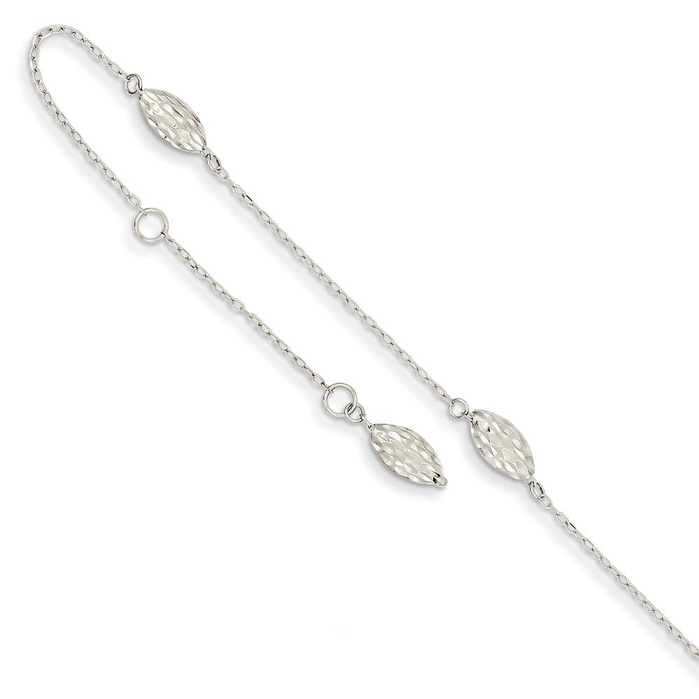 14K White Gold Puffed Rice Bead Anklet - Elegant Dainty Ankle Bracelet for Women | Perfect for Beach, Wedding & Everyday Wear | Jewelry Gift for Her