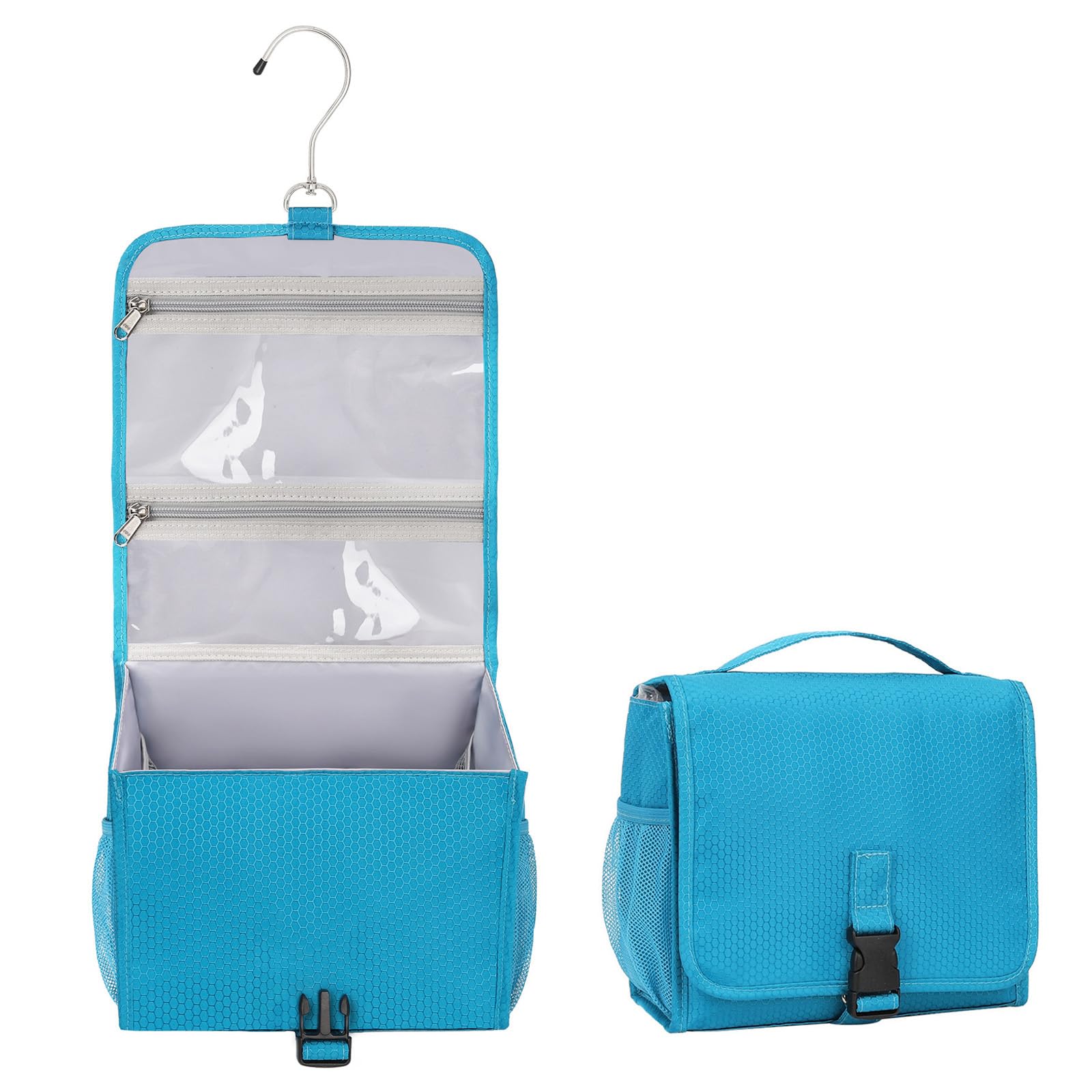Relavel Waterproof Hanging Toiletry Bag for Travel - Compact Makeup Organizer with Multiple Compartments for Women & Men - Perfect for Gym, Shower, Camping & Vacation (Blue)