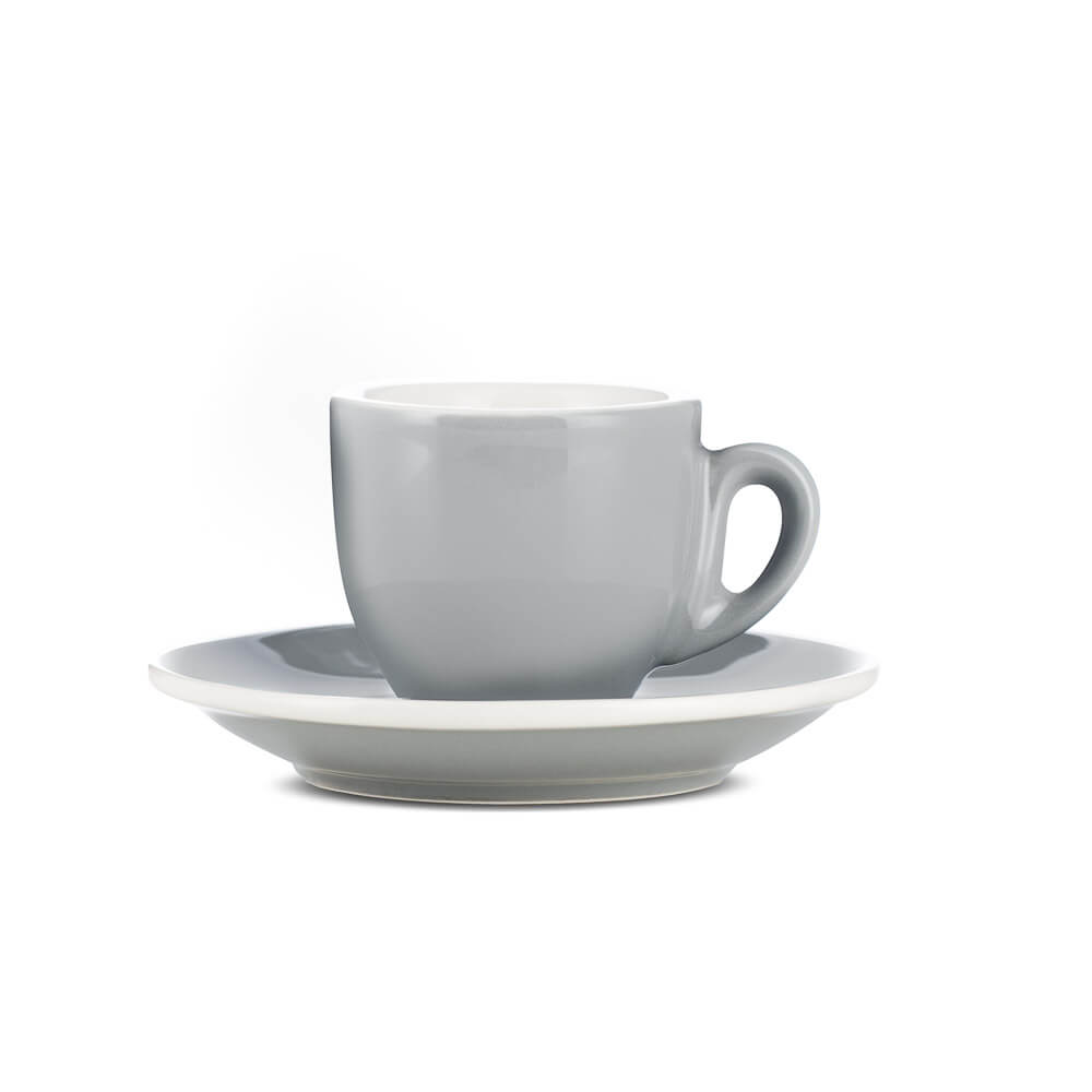 Premium Gray Porcelain Espresso Cup & Saucer Set - 2oz/70ml for Home & Cafe Use - Perfect for Espresso, Cappuccino and Coffee Lovers