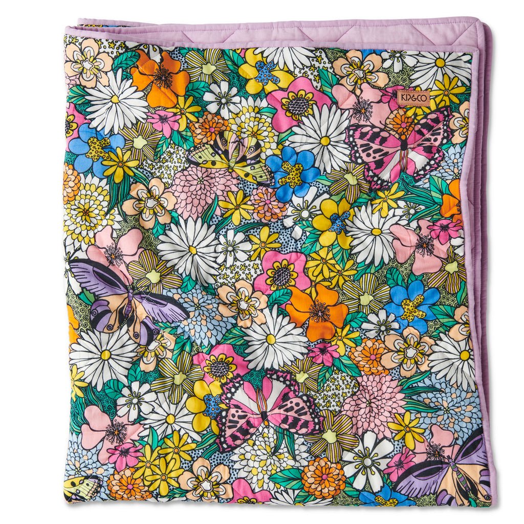 Bliss Floral Organic Cotton Quilted Baby Cot Bedspread - Soft Nursery Bedding for Cribs & Toddler Beds, Perfect for Nursery Decor & Baby Shower Gifts