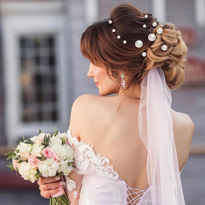 FAMEZA 18-Piece Premium Wedding Pearl Hair Pins Set - Elegant Bridal Hair Accessories, Pearl Bobby Pins for Styling, U-Shaped Hair Clips for Brides & Bridesmaids | Perfect for Weddings, Prom, Parties & Special Occasions