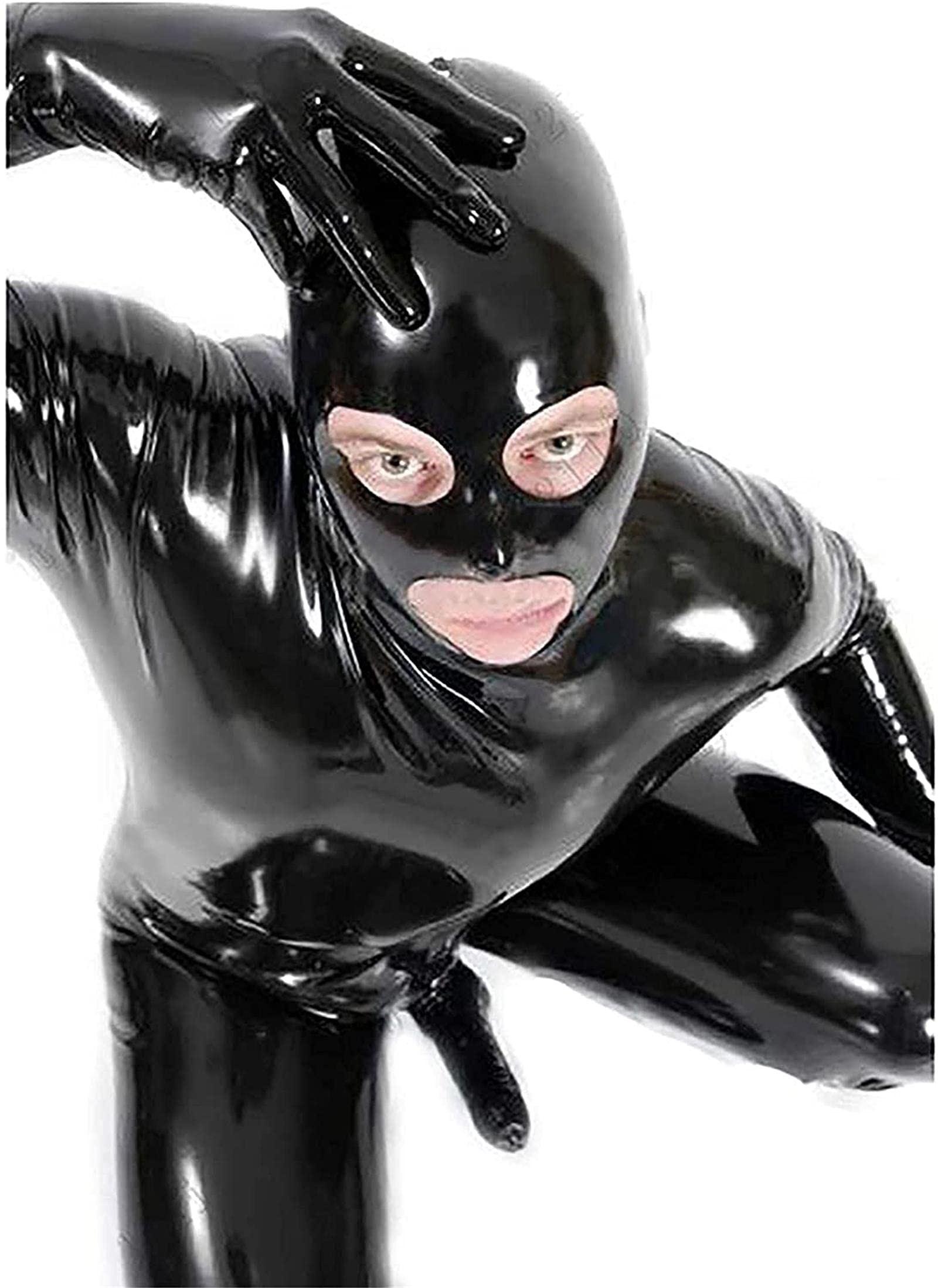 Men's Shiny PVC Wet Look Latex Catsuit - Sexy Stage & Cosplay Jumpsuit for Nightclub, Fetish & Prisoner Costume (XL) - Perfect for Halloween, BDSM & Role Play