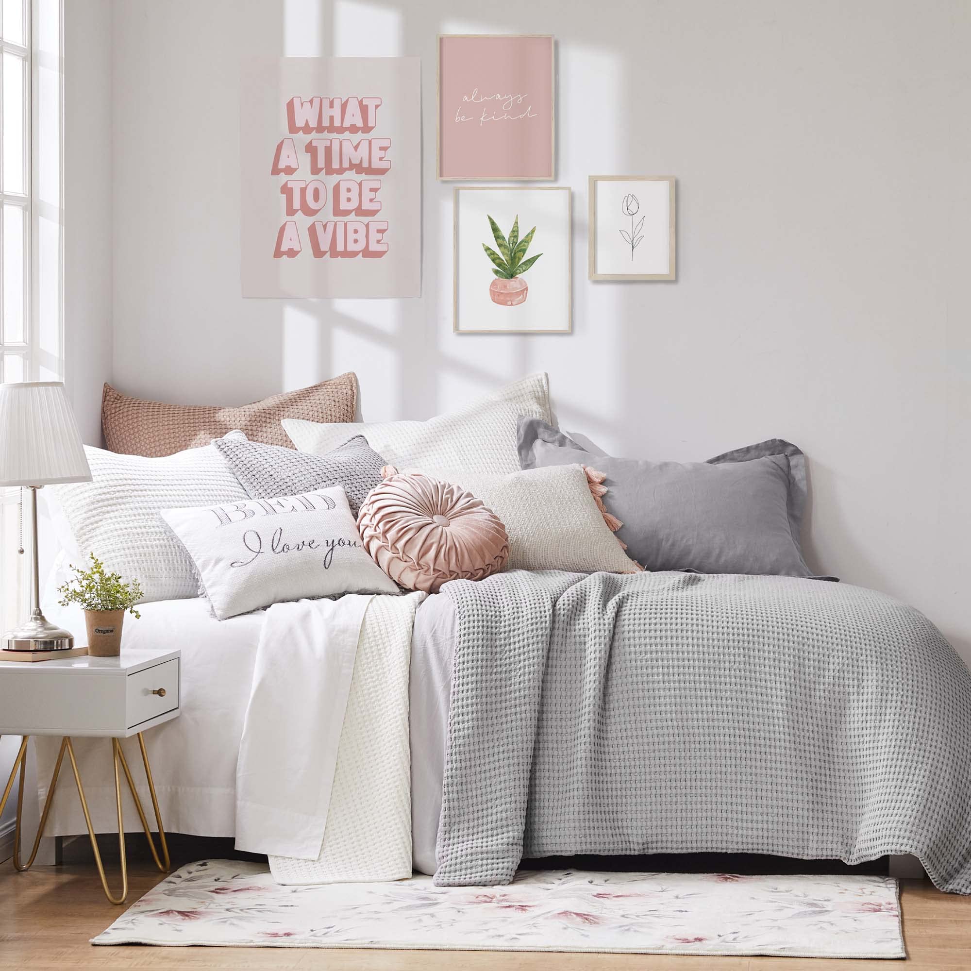 Levtex Home Mills Waffle Twin Quilt Set - Soft Cream Cotton Waffle Bedding - Quilt (68
