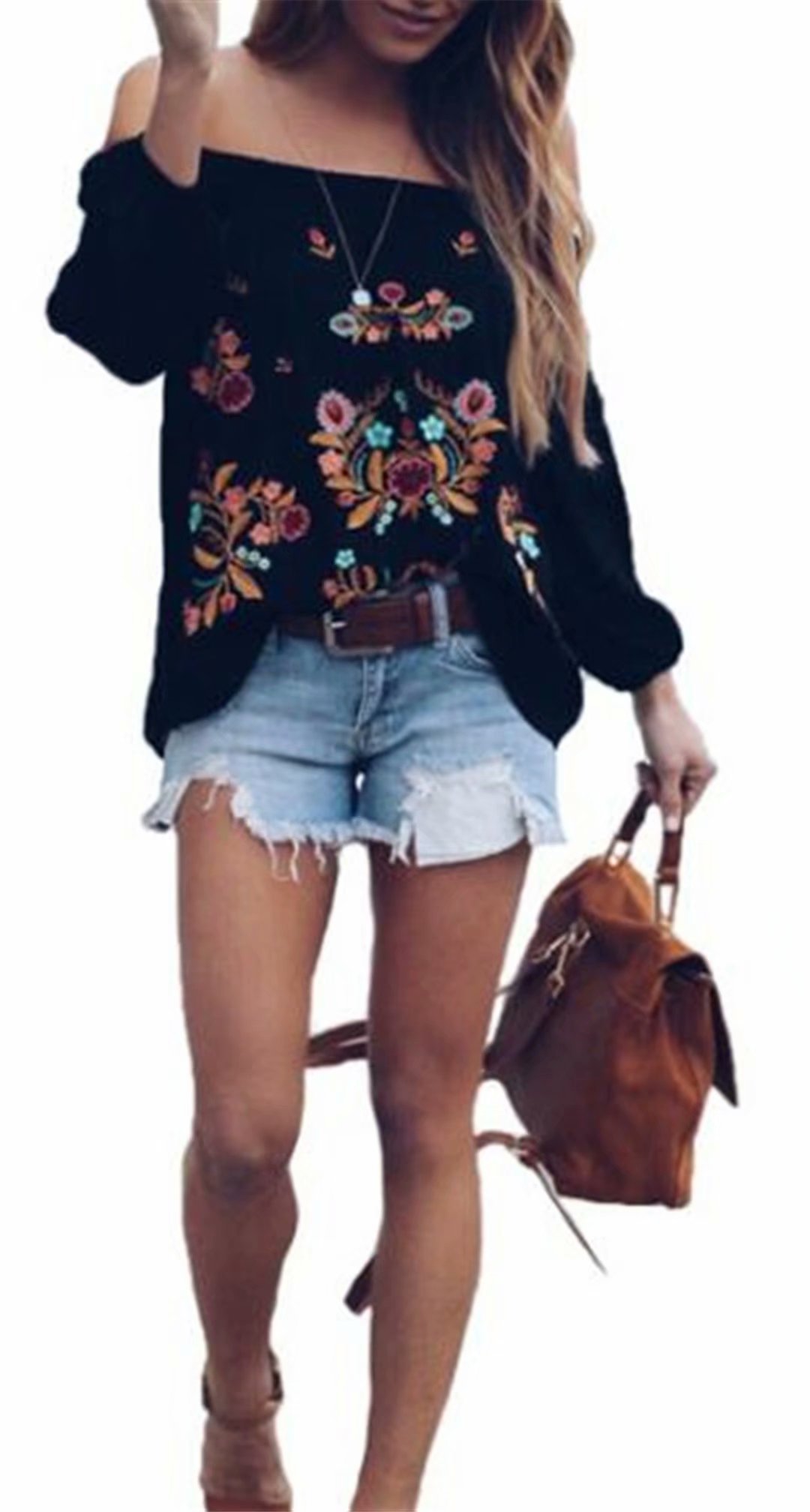 Mexican Embroidered Shirt for Women - Boho Floral Western Top for Festivals & Vacations