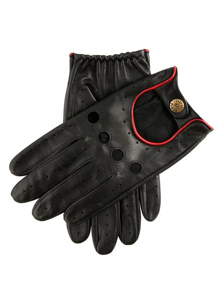 Premium DENTS Delta Driving Gloves - Black/Red Leather Touchscreen Gloves for Men & Women | Comfortable Grip & Style for Sports Cars, Motorcycles & Winter Driving