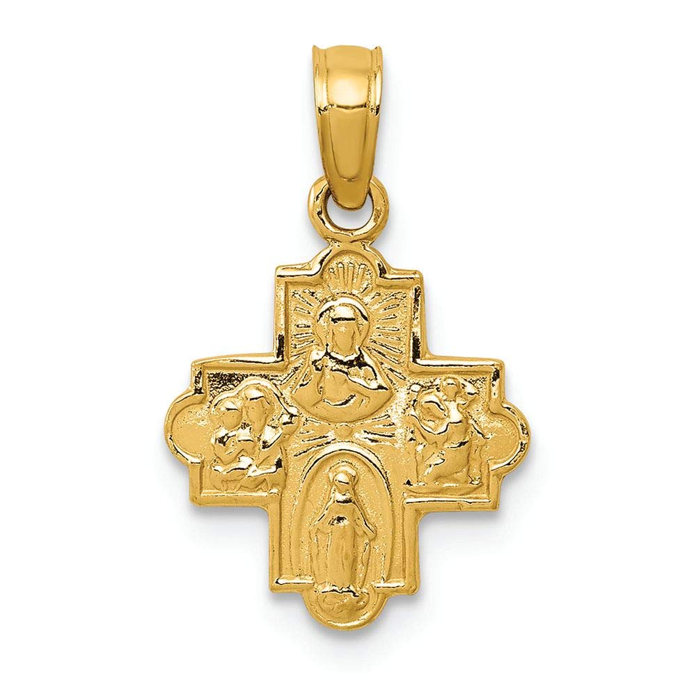 FJC Finejewelers 14k Yellow Gold Miniature Four Way Medal Charm - Elegant Religious Jewelry for Necklace, Bracelet & Gift Giving | Perfect for Baptism, First Communion & Special Occasions