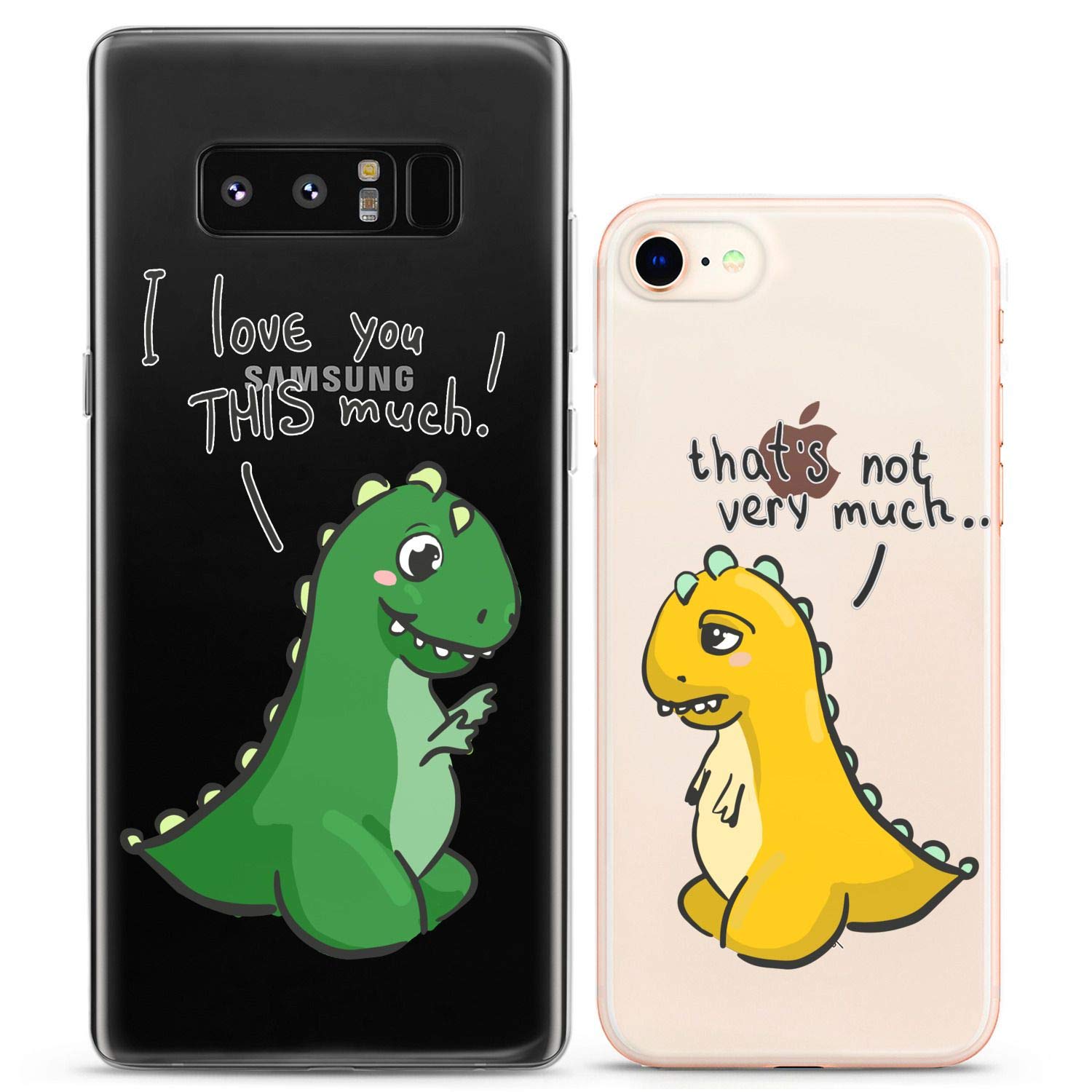 Matching Couple Phone Cases for iPhone 16/15/14/13/12/11 Pro Max/Mini/Xs/X/6s/8 Plus/7+/Xr/10/SE/5 - Clear Slim Flexible Cover with 