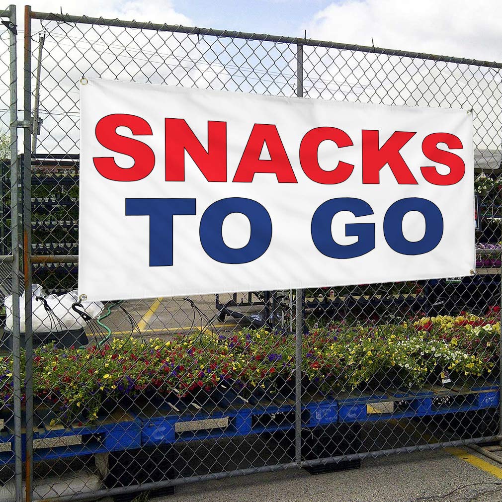 Custom Vinyl Banner 24x36 Inches - Weatherproof Outdoor Restaurant & Food Truck Sign with 4 Grommets | Durable Snack Bar, Yard & Industrial Signage for Red & Blue Themed Businesses - Perfect for Outdoor Events, Food Stands & Commercial Advertising