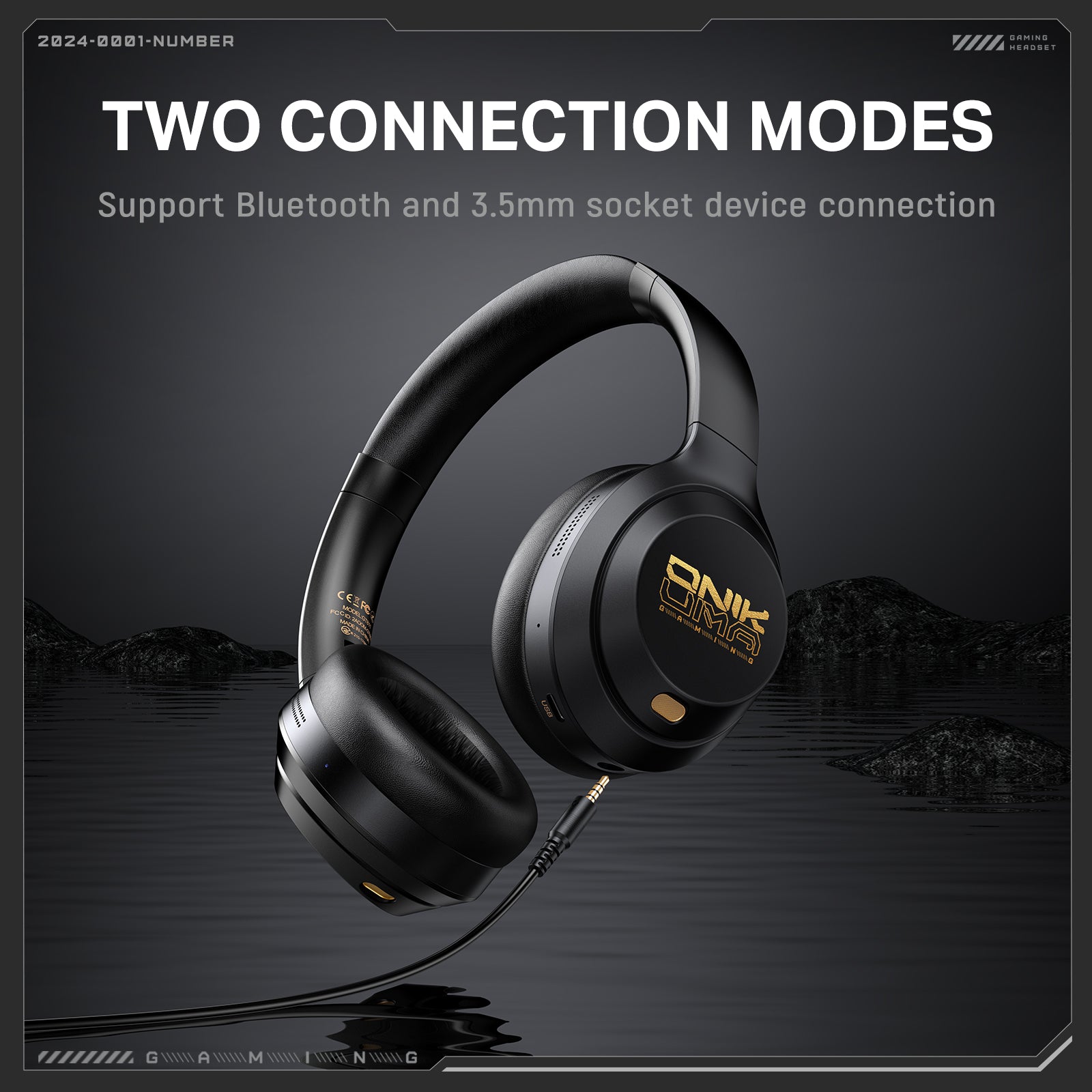 ONIKUMA GT811 Wireless Gaming Headset with Noise Cancelling Mic, Bluetooth 5.0 & 3.5mm Wired Connection, Lightweight Over-Ear Headphones for PC, PS5, Xbox, Mobile Gaming - Perfect for Esports & Online Meetings