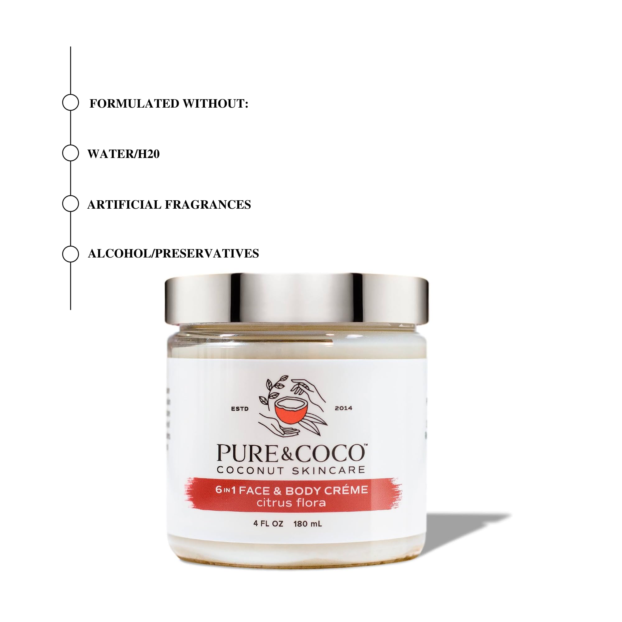 PURE & COCO: Citrus Flora 6-in-1 Face and Body Cream for Dry, Eczema & Anti-Aging Skin | Organic Mango Butter, Virgin Coconut Oil & Vitamin E for Skin Barrier Repair | Hydrating Moisturizer Set of 2 (4 oz Jars) | Perfect for Daily Skincare Routine & Travel Essentials