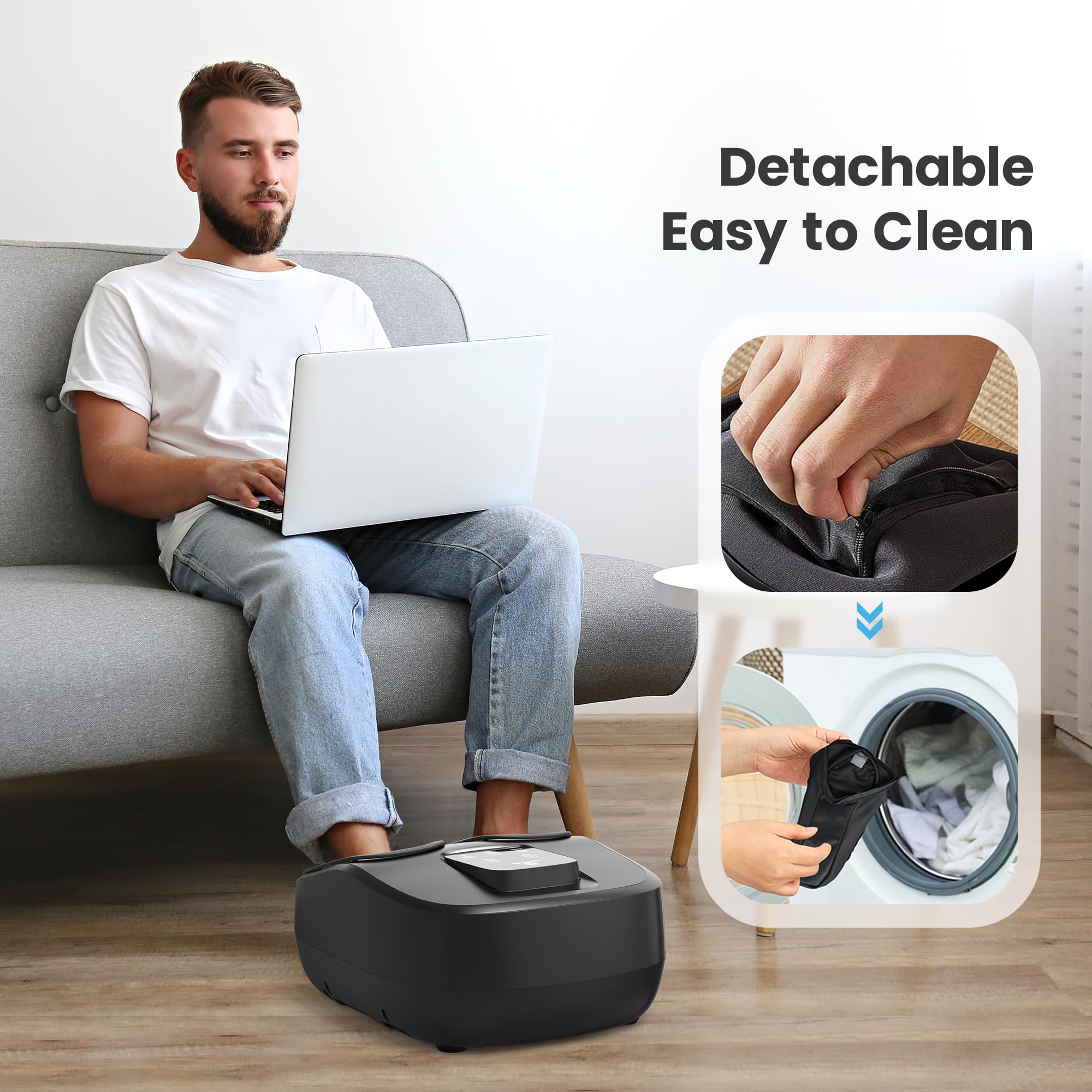 COMFIER Electric Foot Massager with Heat & Compression - Shiatsu Foot Massage Machine, Remote Control, 3 Timer Settings, Size 13 - Perfect for Relaxation, Pain Relief & Circulation - Ideal Gift for Men & Women (FSA/HSA Eligible) - Use at Home, Office or as Spa Treatment