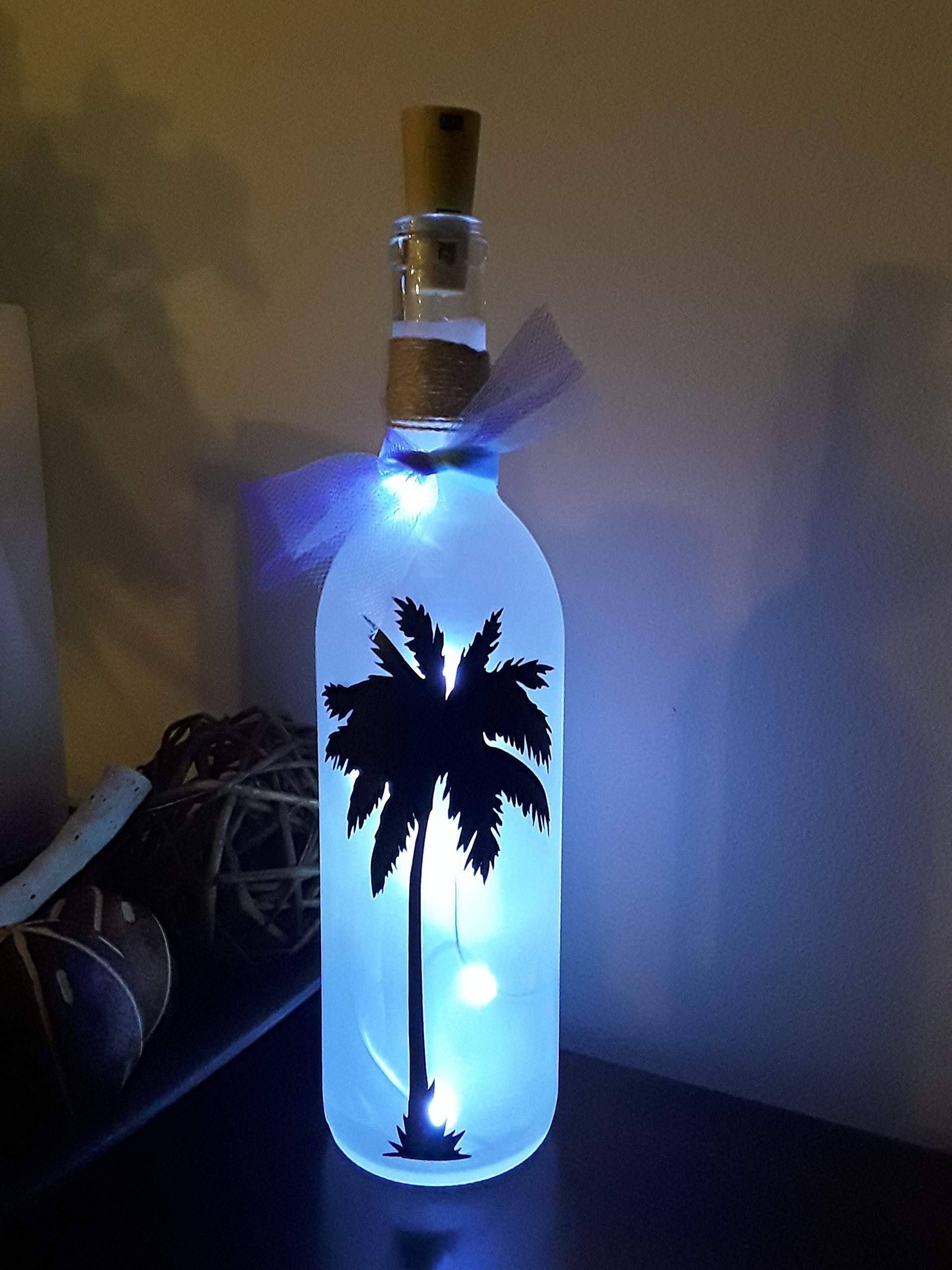 Palm Tree Wine Bottle with LED Lights - Tropical Decor for Home, Party, and Wedding