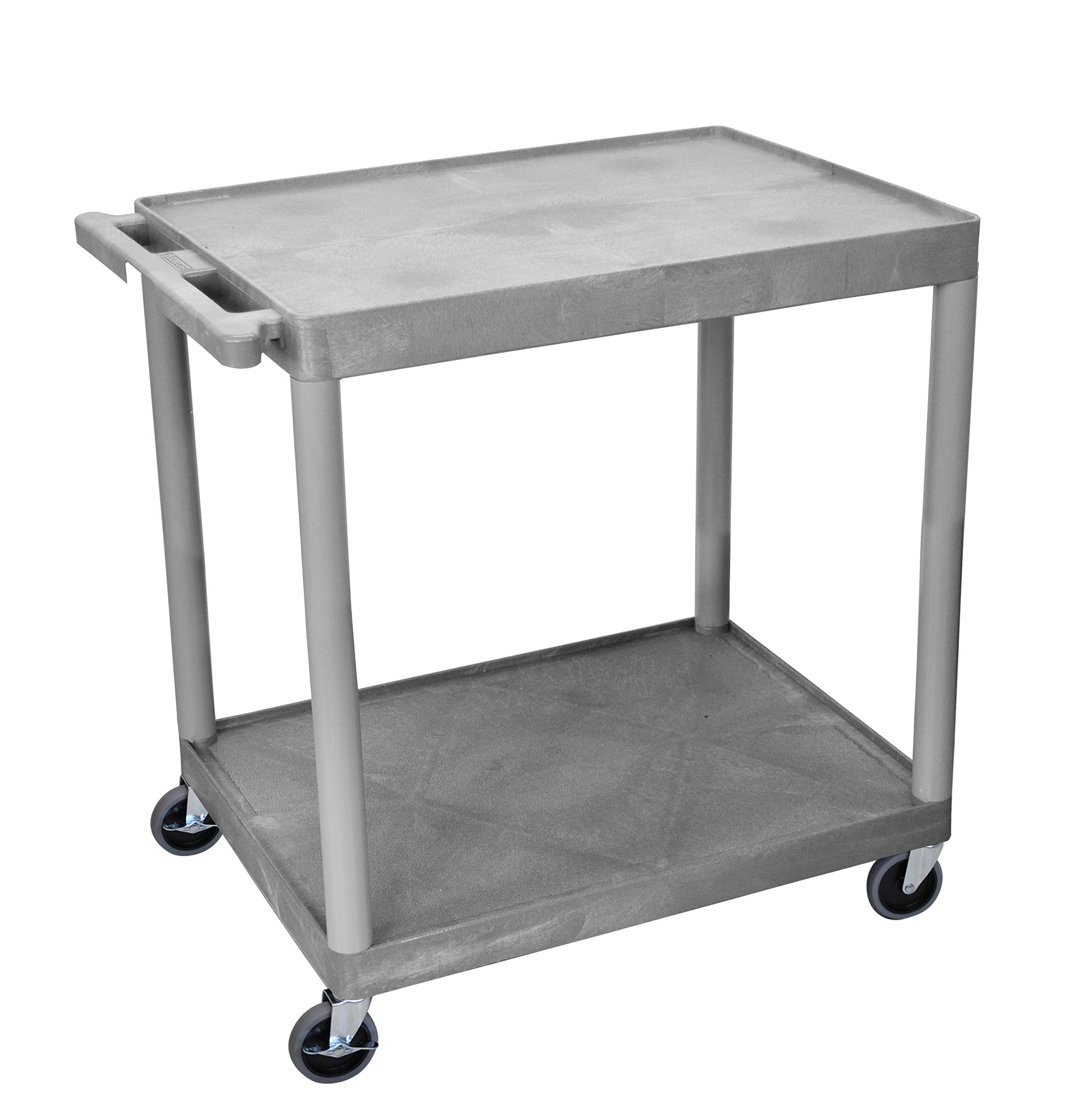 Luxor HE38-G 2-Tier Utility Cart with Locking Wheels, Heavy Duty Metal Frame, Gray - Perfect for Kitchen, Office, or Workshop Storage and Organization