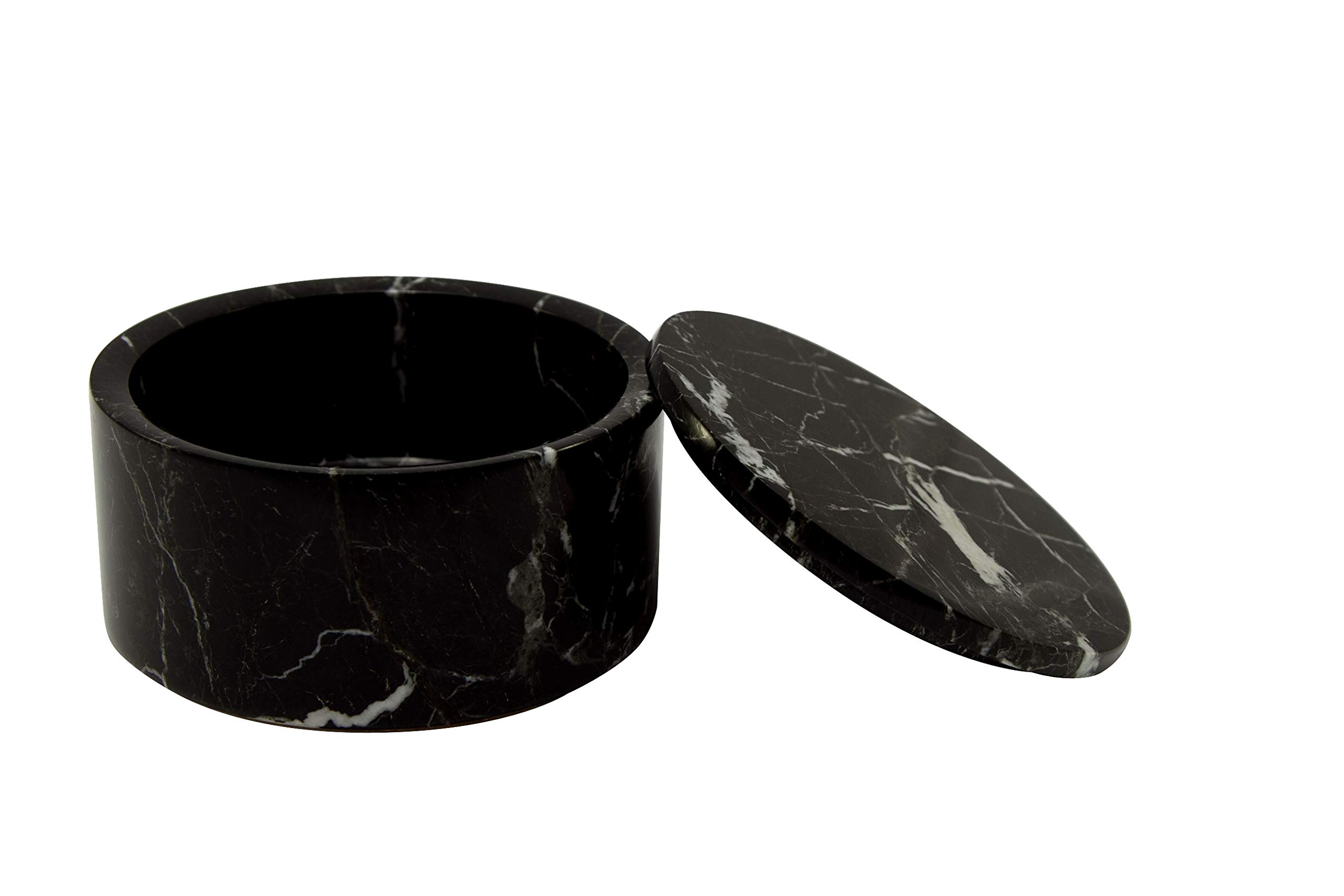 Hand Carved Marble Jewelry Box with Lid - Polished Circular Keepsake Box with Non-Slip Rubber Pads | Lightweight & Compact Stone Organizer for Rings, Necklaces, Earrings | Perfect for Home Decor, Wedding Gifts & Luxury Storage Solutions