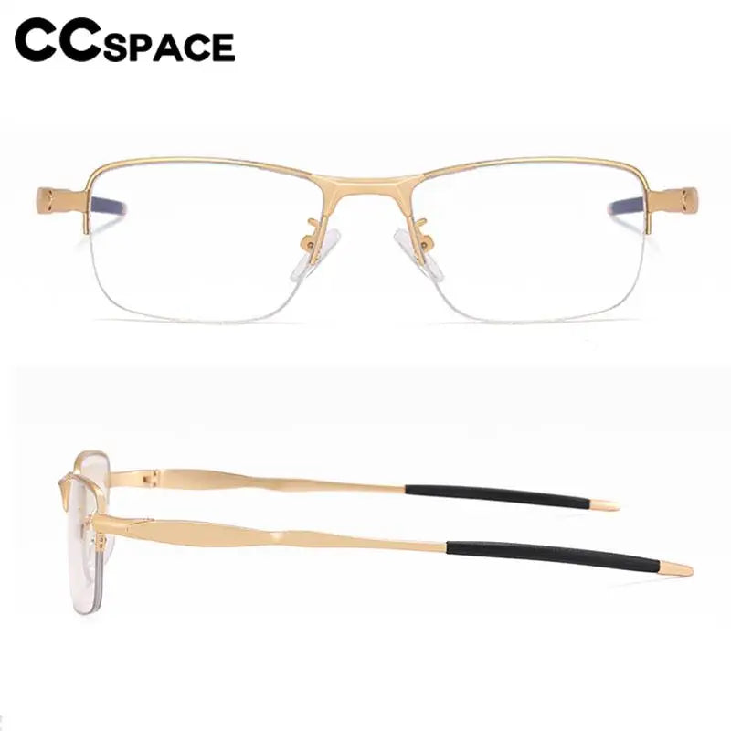 CCspace Unisex Semi-Rimless Small Square TR90 Titanium Eyeglasses 57236 - Lightweight & Durable Frame for Work, Reading, and Everyday Wear