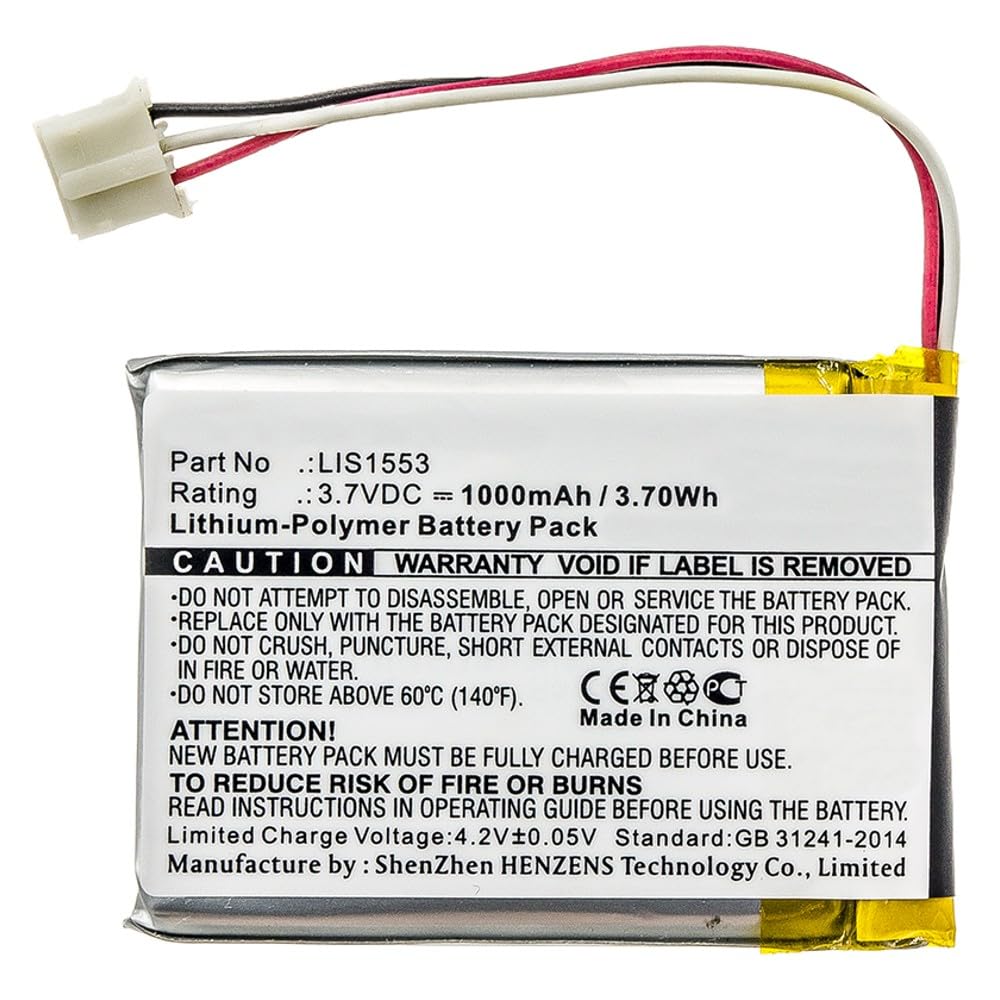 Synergy Digital Wireless Headset Replacement Battery for Sony MDR-XB950N1 Headphones - 1000mAh Li-Polymer High Capacity Battery Compatible with Sony LIS1553/LIS1553(SY6) - Perfect for Travel, Gaming & Long Listening Sessions
