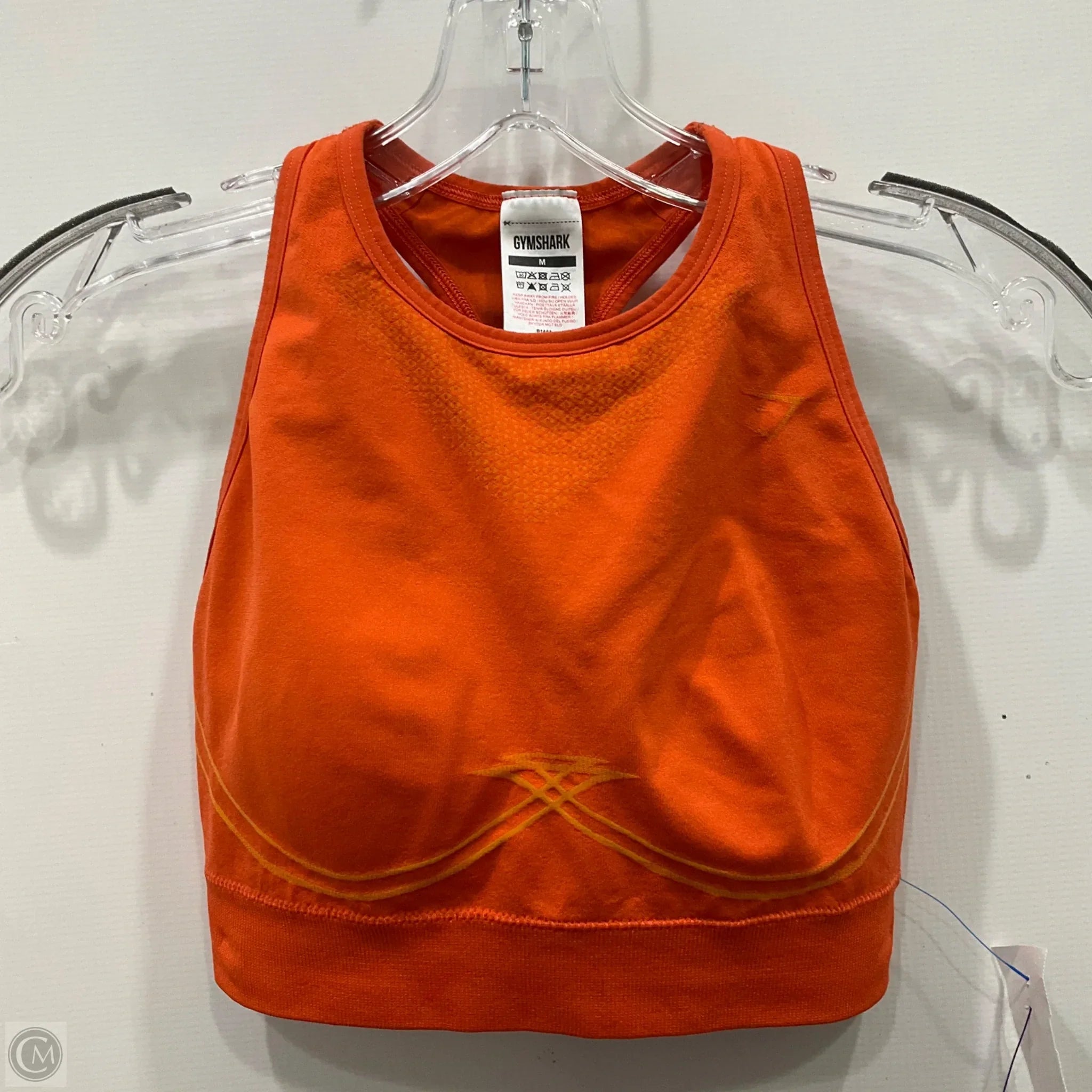 Gym Shark Orange Athletic Sports Bra for Women - Medium Size - High Support Workout Top for Running, Yoga & Gym Training