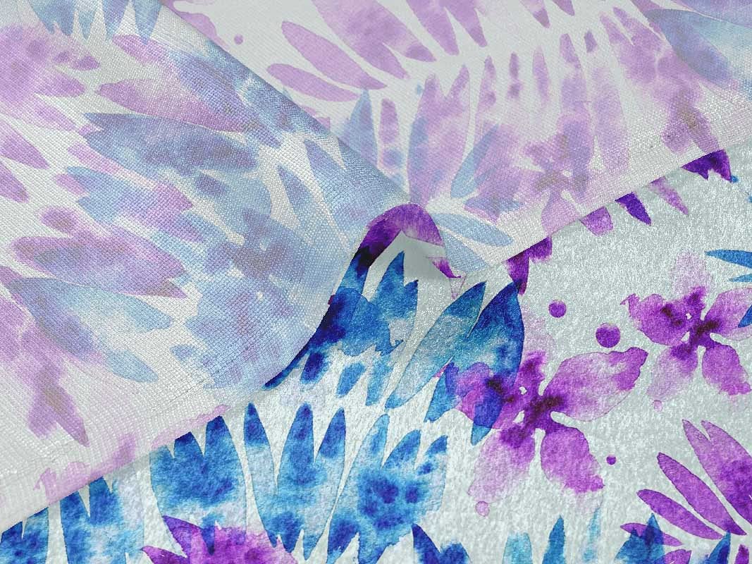 Velvet Purple Printed Fabric by The Yard - 58 Inch Wide DIY Sewing Supplies for Clothing, Crafts & Home Decor | Soft Fabric Leaves Design for Dresses, Curtains & Quilting