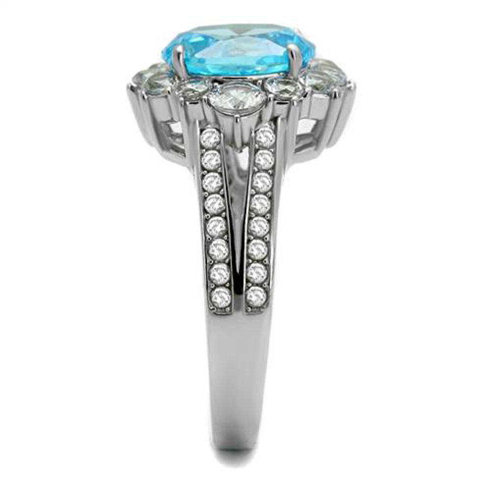 Marimor 3.58ct Sea Blue CZ Halo Engagement Ring for Women - Perfect for Proposals & Anniversaries